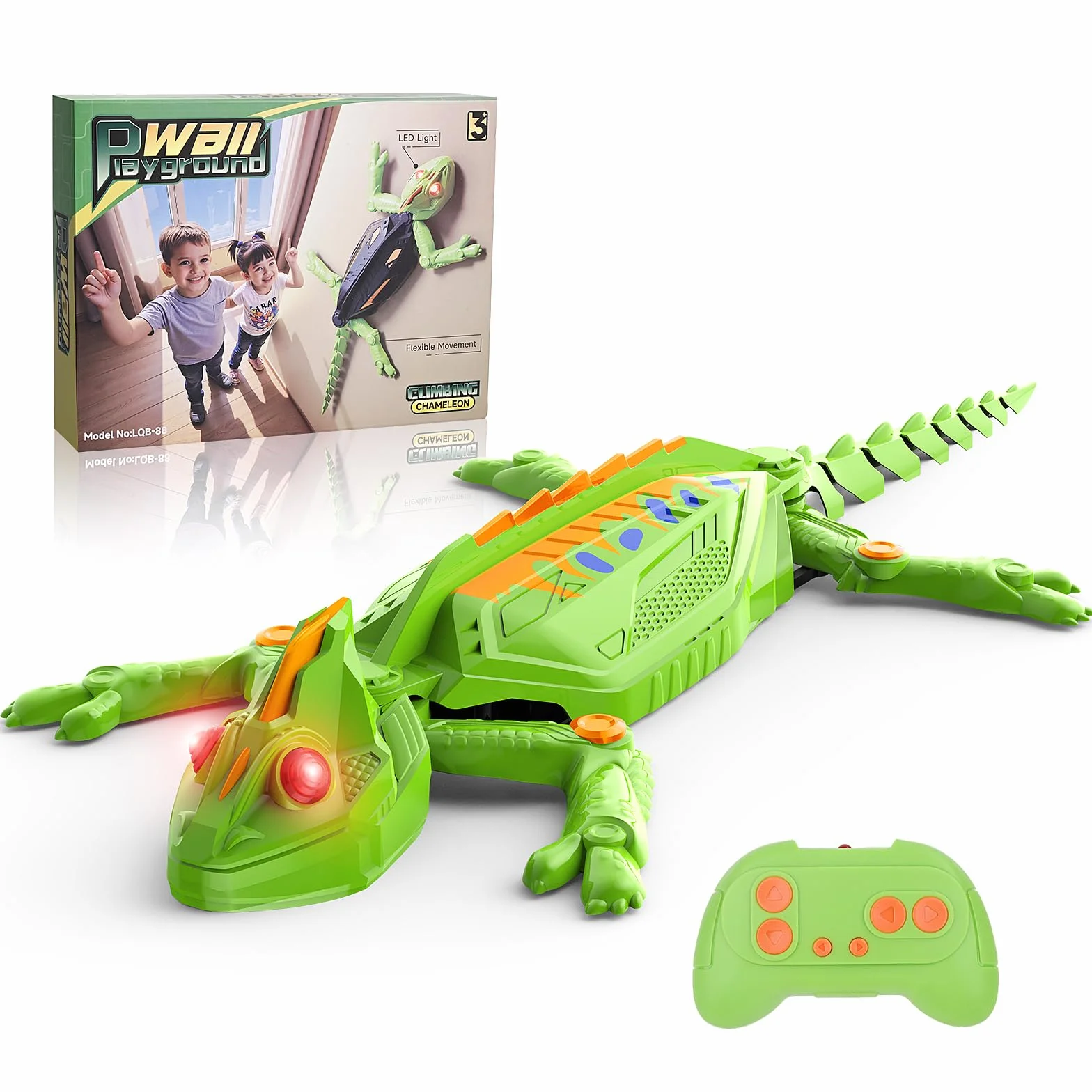 Gerbala Geco Telecomandato, Lucertola Robot Giocattoli, Pareti e Soffitti Scalabili, Lucertola Telecomandata con Occhi LED Luminosi, Movimenti Realistici, Regalo per Bambini Bambine 3+ Anni