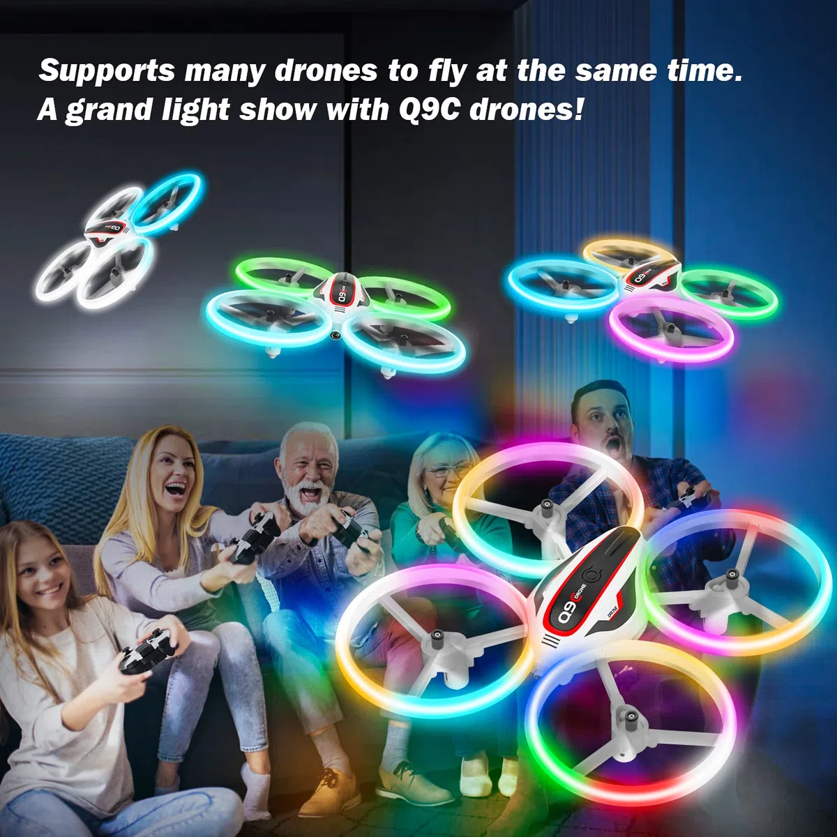 Drone con Telecamera per Bambini, Giocattolo Regalo Droni Telecomandati con Luce LED, RC Quadricottero Elicottero con Modalità Senza Testa, Funzione Hovering, 3D Flip e 2 Batterie