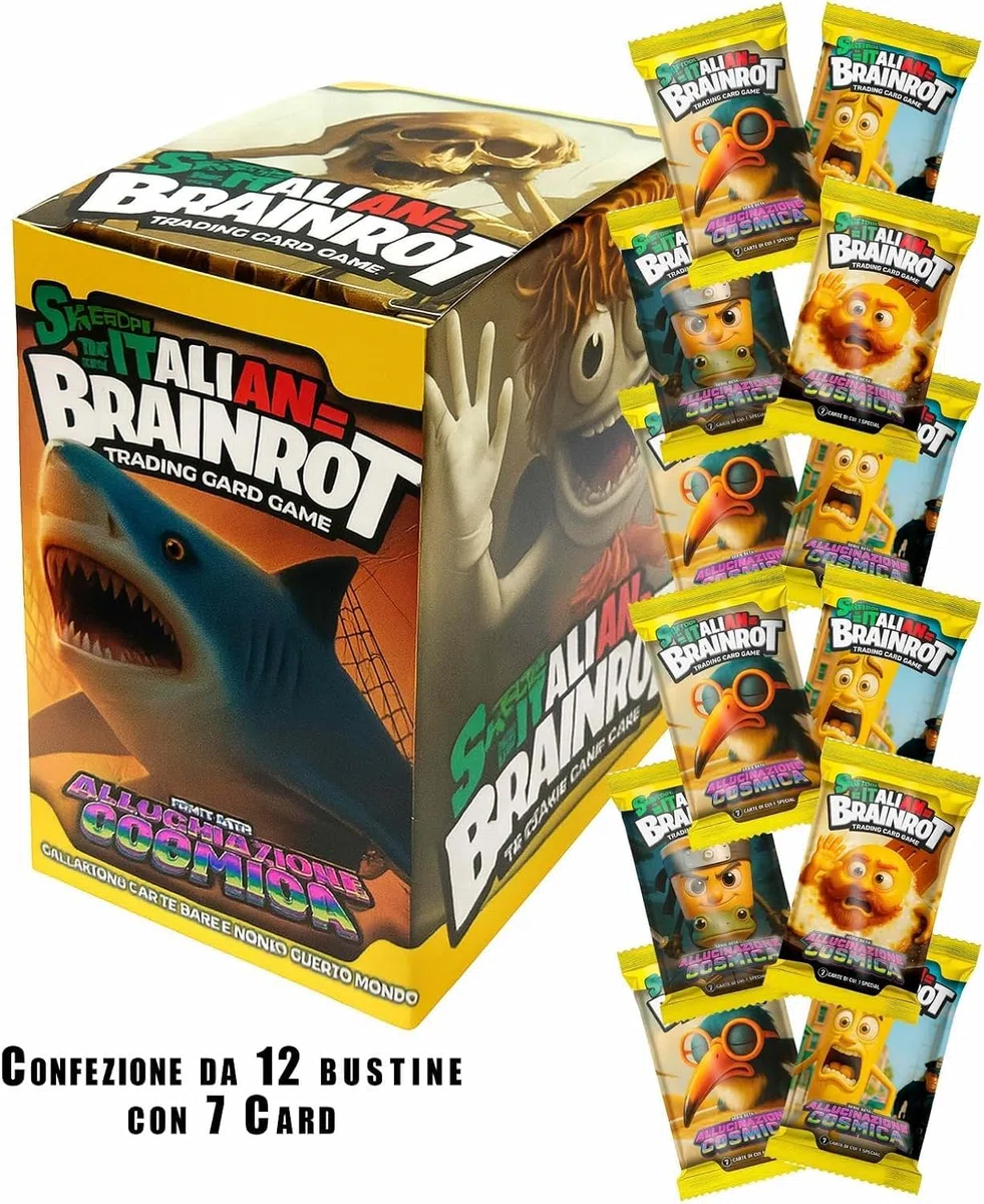 Skifidol Italian Brainrot Serie Beta Allucinazione Cosmica, Box da 12 Bustine, 7 Carte per Bustina, Gioco di Carte Collezionabili