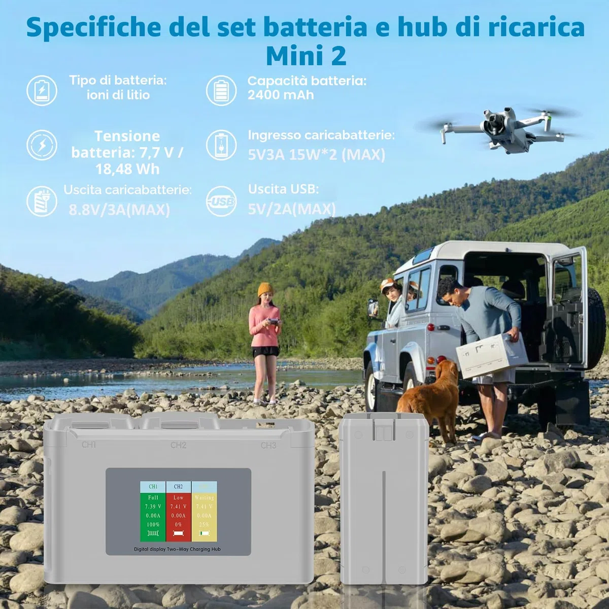 Fantasyo Batteria di volo intelligente per Mini 4K/Mini 2, 1 confezione, 2400 mAh di capacità, 31 minuti di tempo di volo massimo, compatibile con DJI Mini 4K Mini 2 SE, Mini 2, Mini SE