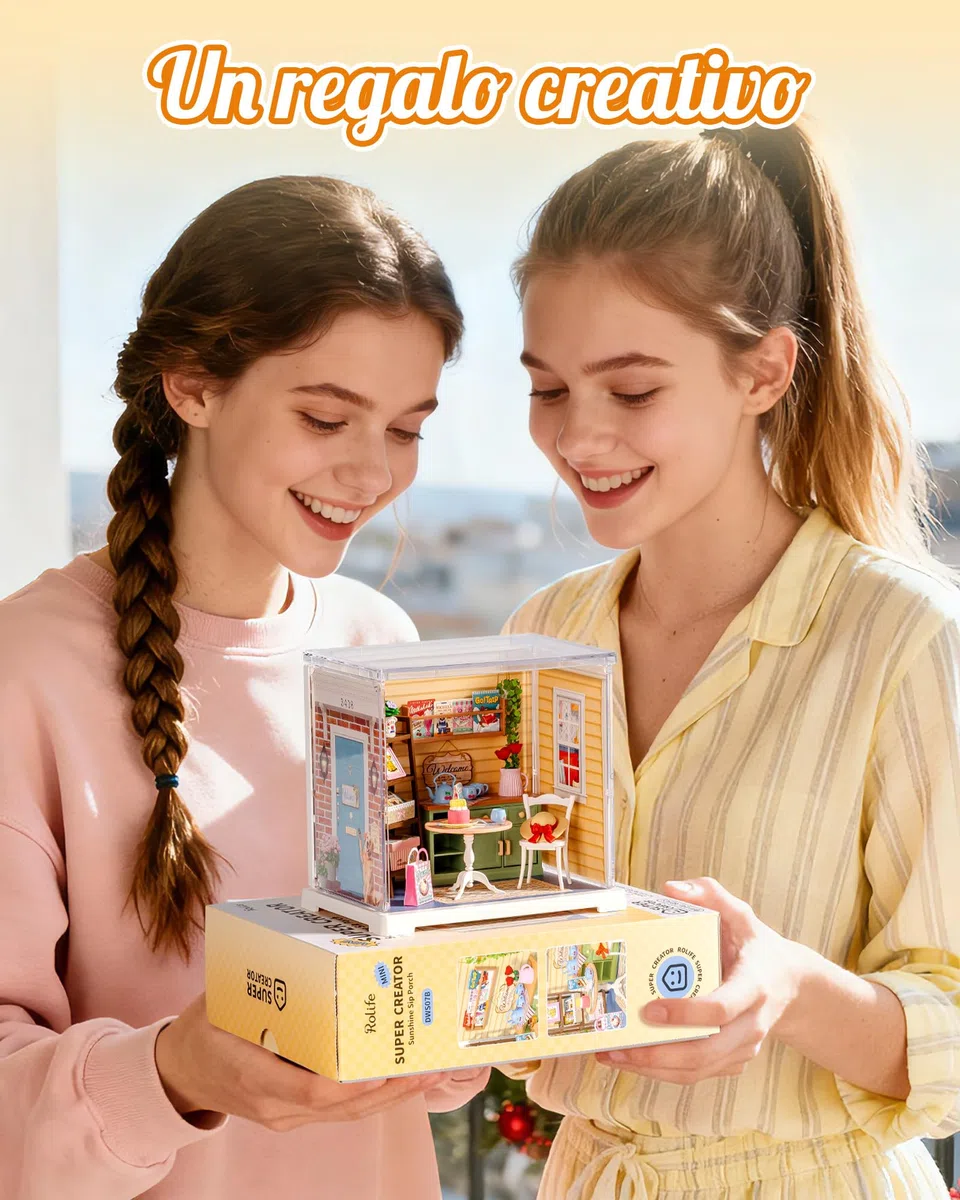 Rolife Super Creator Casa in Miniatura da Costruire Modellismo Miniatura Fai da te Kit di Costruzione di Mini Casa Scatola Espositiva Impilabile Senza Colla (Sunshine Sip Porch)