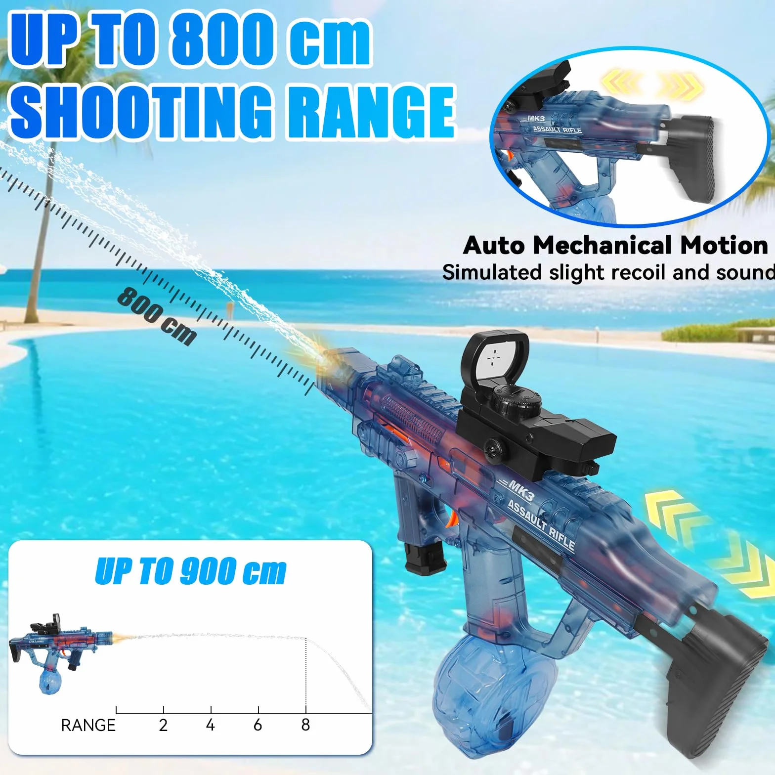 Pistole ad Acqua Elettriche, Pistola ad Acqua Elettriche per Bambini, Fino a 10m Pistole ad Acqua Potenti, Giocattolo Blaster ad Acqua per Feste Estive, Giardino, Piscina, Spiaggia