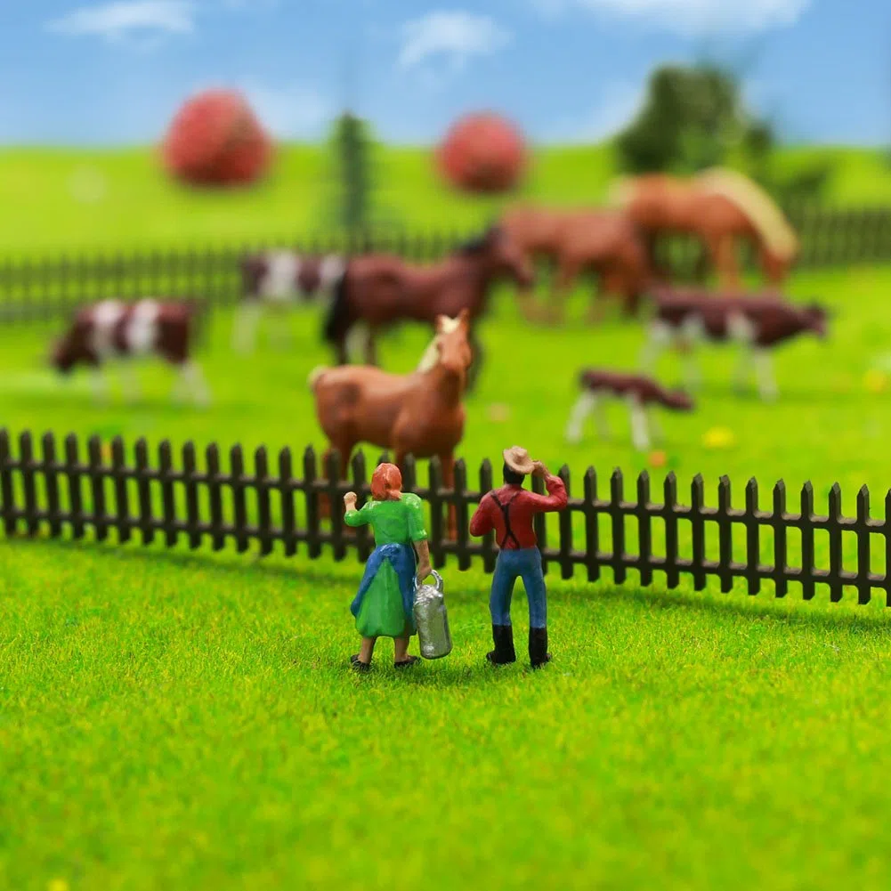 Farm Animals Figure Toys Set,AN8706 36PCS 1:87 Well Painted Farm Animals Cows Horses Figures HO Scale Model Train Scenery Layout Miniature Landscape