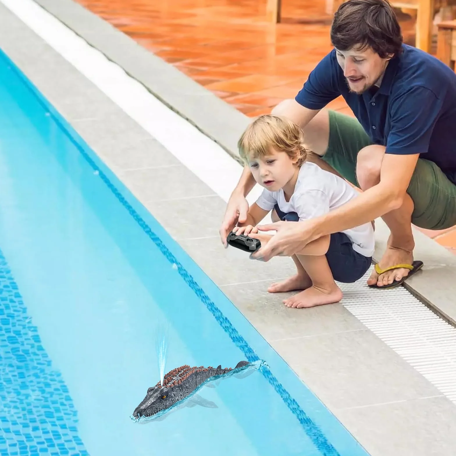 Giocattoli Mosasaurus Telecomandati per Bambini, Barca Elettrica per Dinosauri RC con Acqua Spruzzata e Luce per Il Bagno del Lago della Piscina, Giocattoli da Bagno (Grigio)