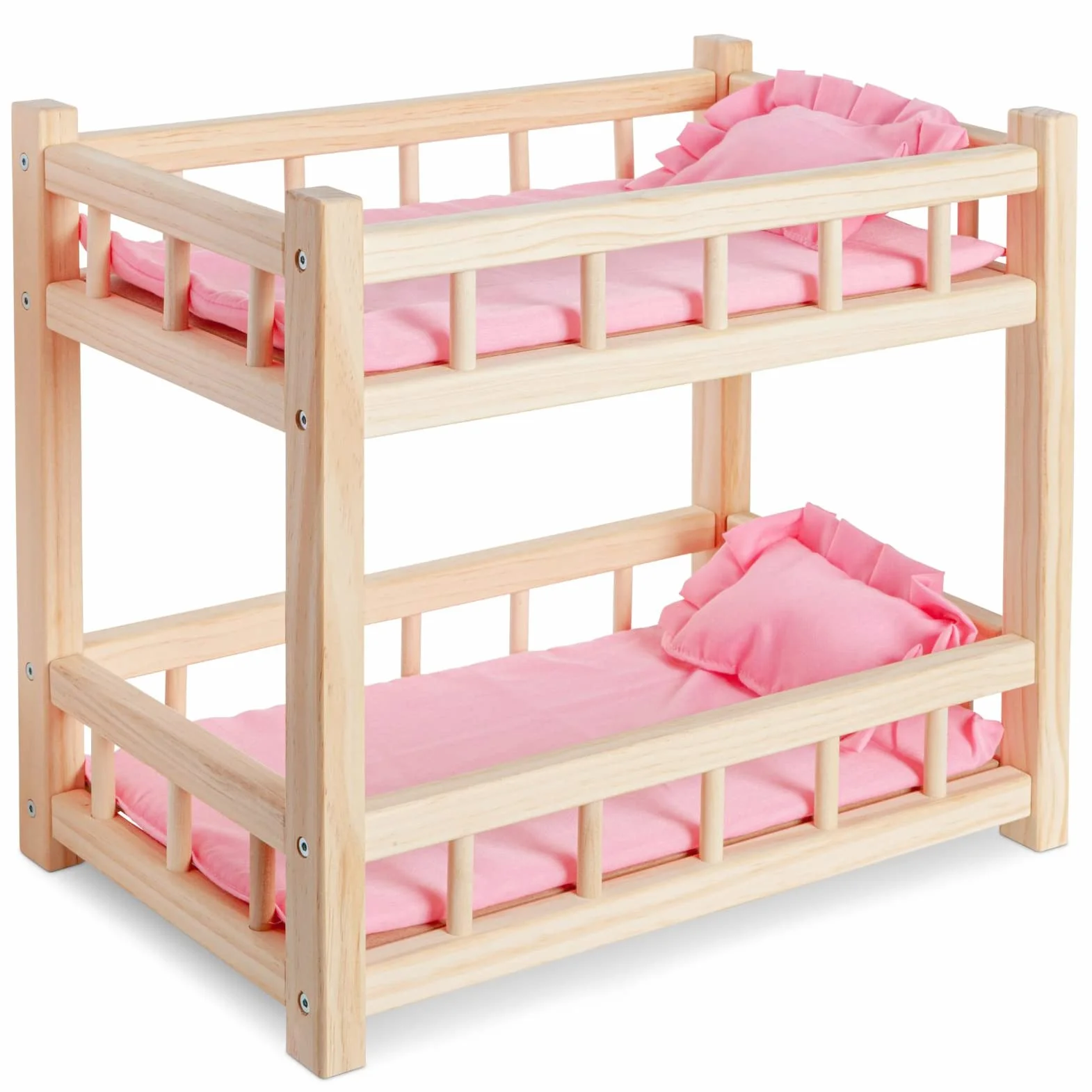 Letto a Castello in Legno per Bambole - Letto per Bambole fino a 36 cm - Gioco Creativo con Mobili per Bambole
