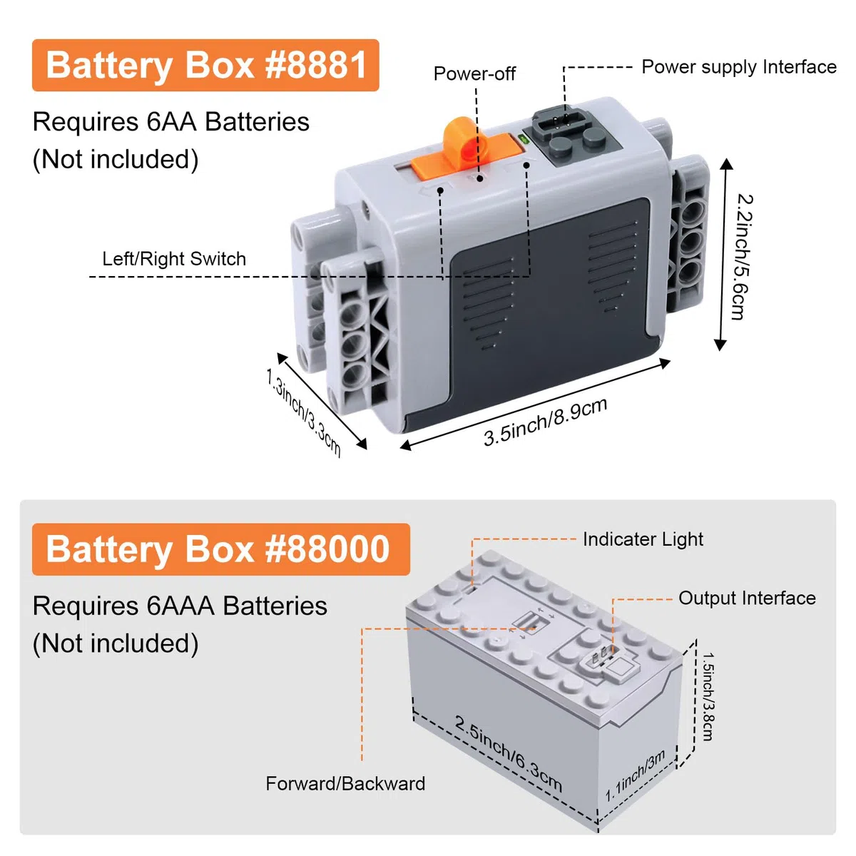 25 pezzi Power Functions, set di motore Servo con motore M/L/Servo, scatola della batteria, controllo dell'interruttore, modulo di illuminazione, cavo di prolunga, componenti assali