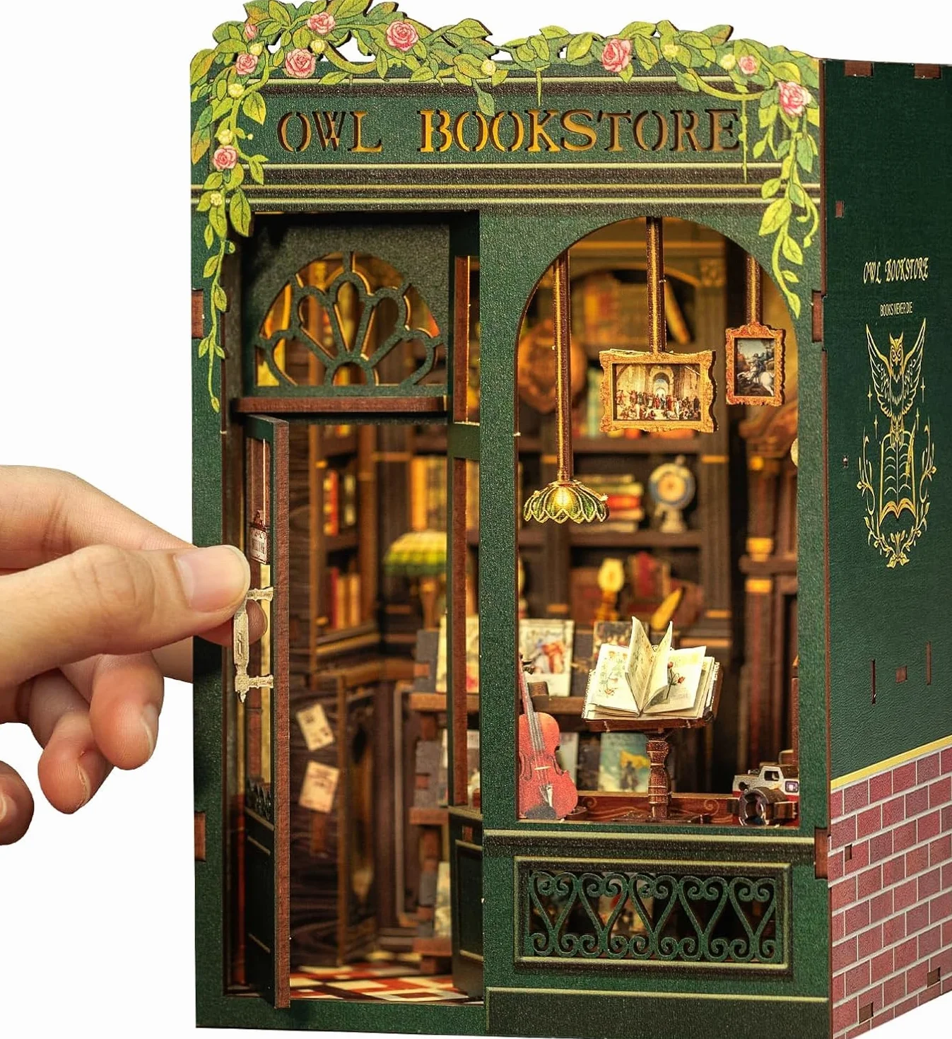 CUTEBEE Book Nook Kit: Set Creativo Casetta Fai da Te, Modello in Scala per Appassionati, Donne/Ragazzi/Amanti Libri (OWL Bookstore)