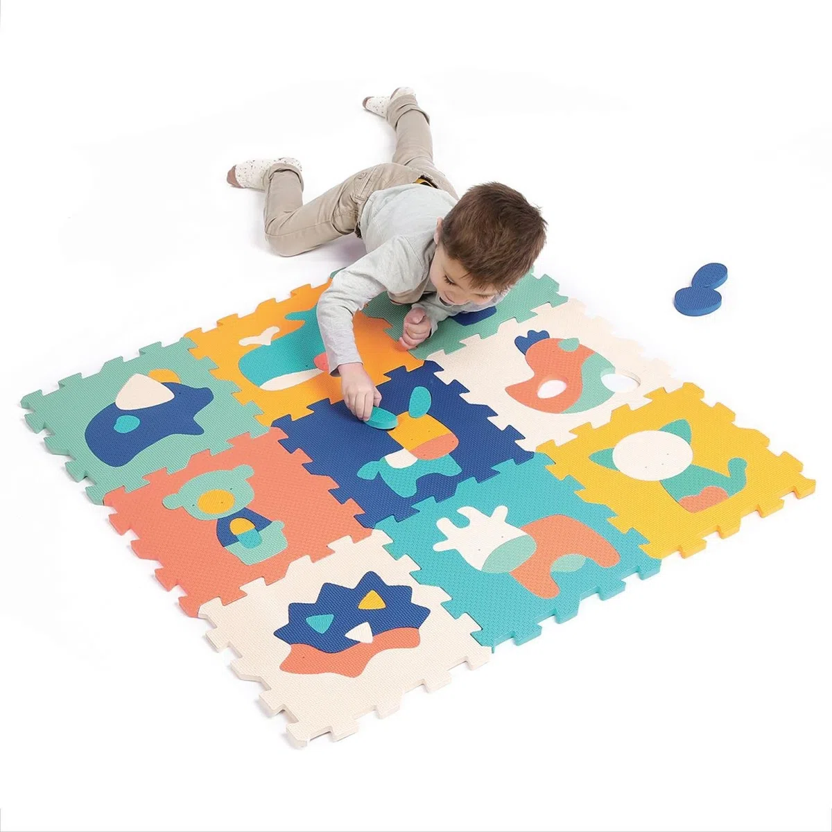 Ludi 9 Piastrelle in schiuma con motivi animali-Tappeto da pavimento-Puzzle gigante-a partire da 10 mesi, Colore Multicolore, 10023