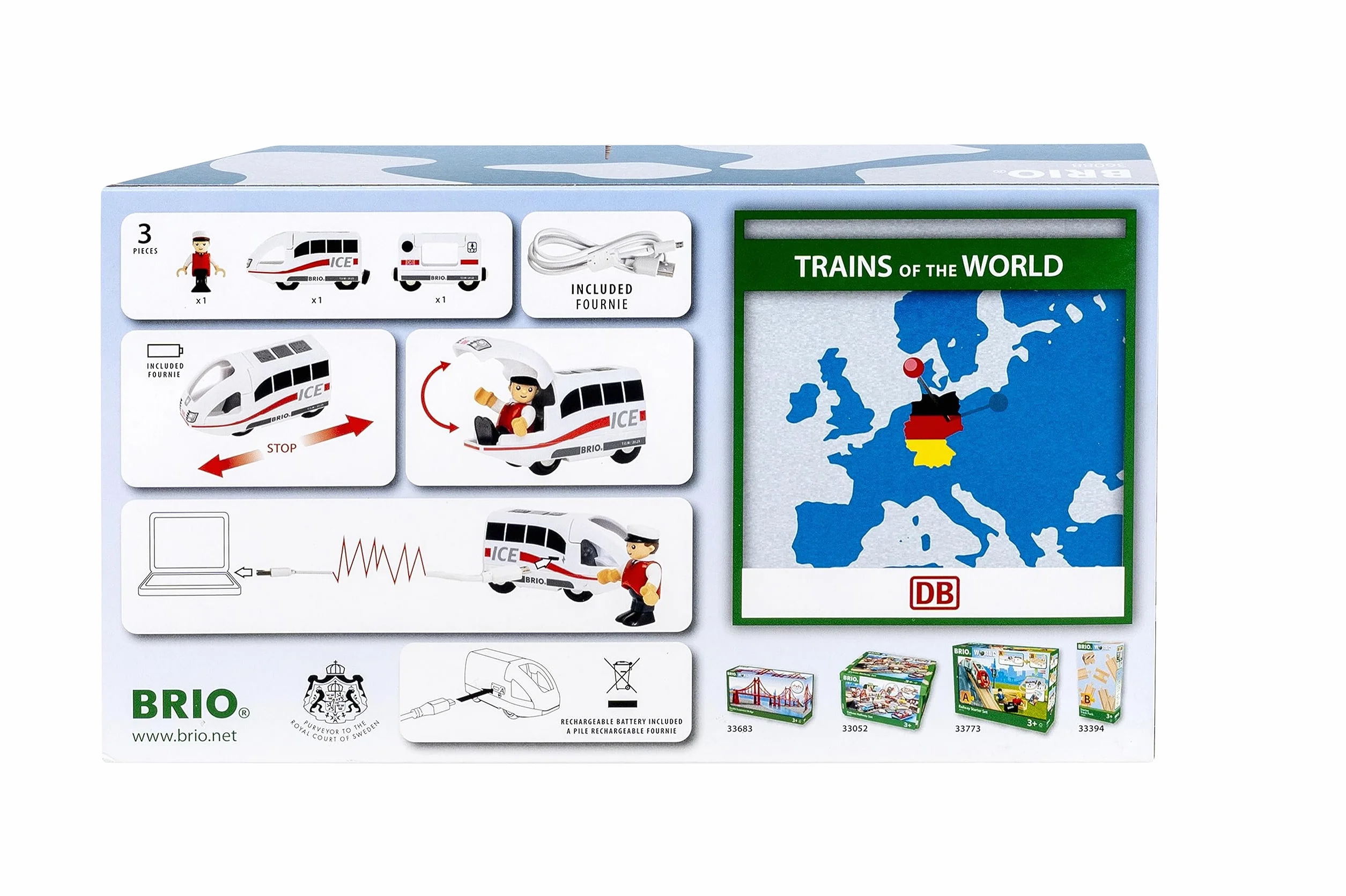 BRIO World - 36088 Trains of the World ICE Accurate Travel Train - Locomotiva giocattolo a batteria per bambini dai 3 anni in su