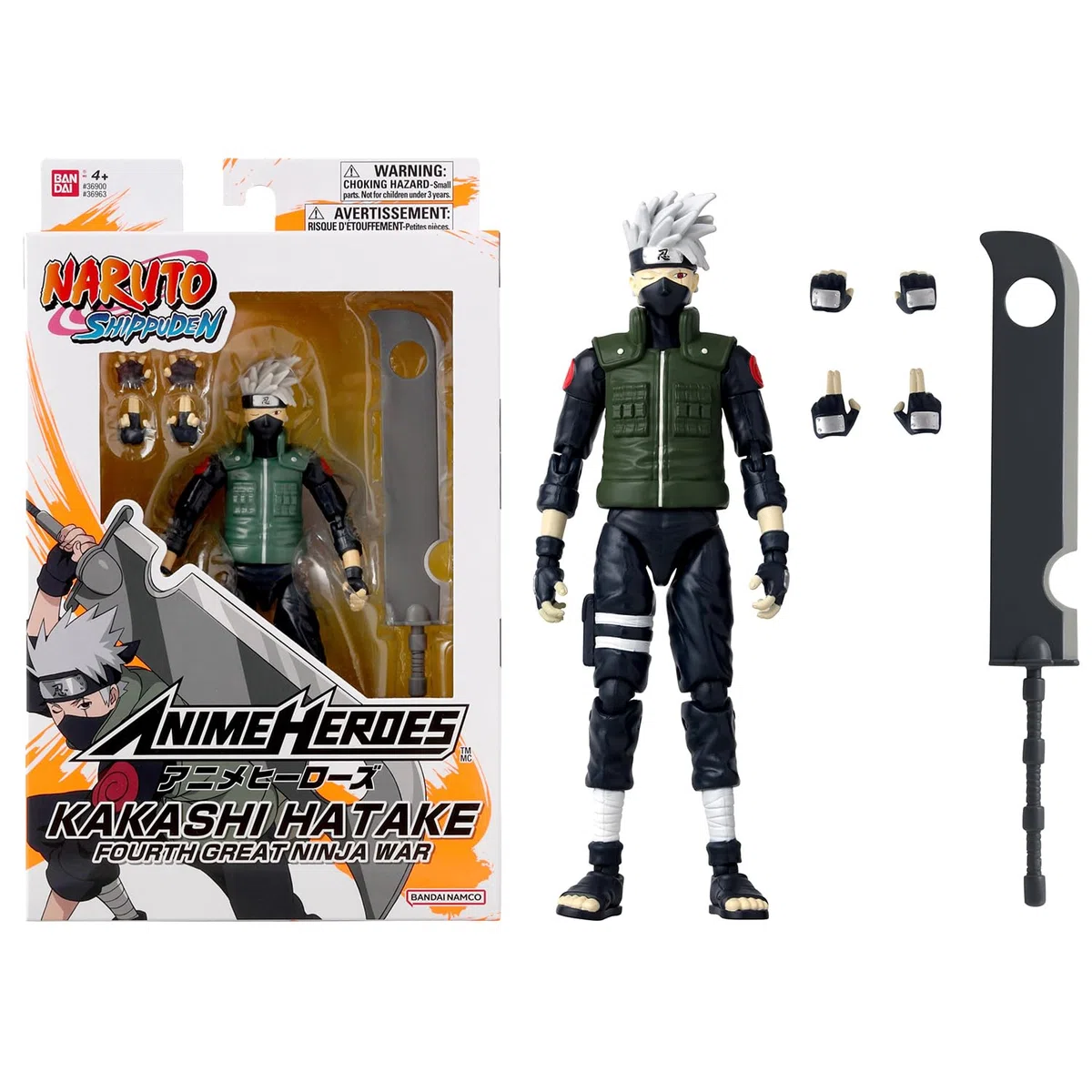 BANDAI - Anime Heroes - Naruto Shippuden - Figurina Manga Anime heroes 17 cm - Kakashi Hatake (Quarta Grande Guerra Ninja) - Figurina Kakashi articolata - Giocattolo per bambini 4 anni e + - 36963