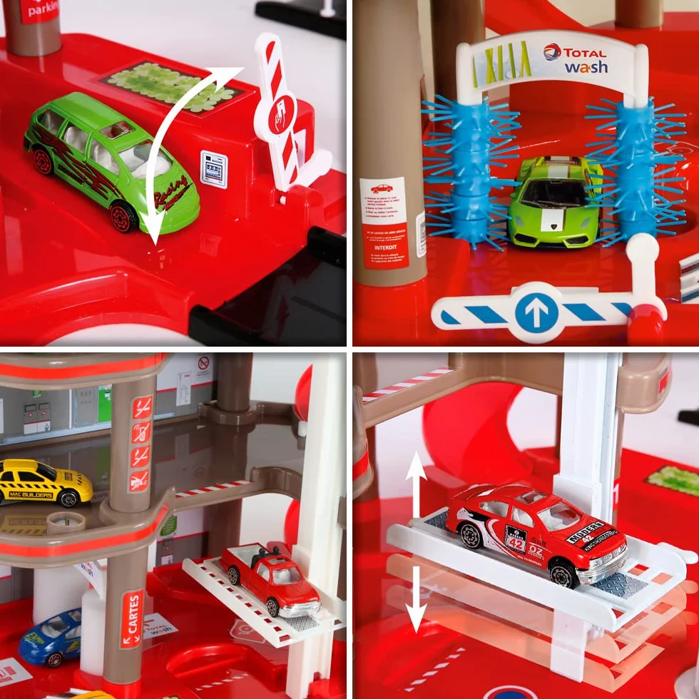 STARLUX - Autentico Piccolo Garage per Auto con Stazione di Servizio Completa 4 Livelli - da 3 Anni - Made in Europe - 401006
