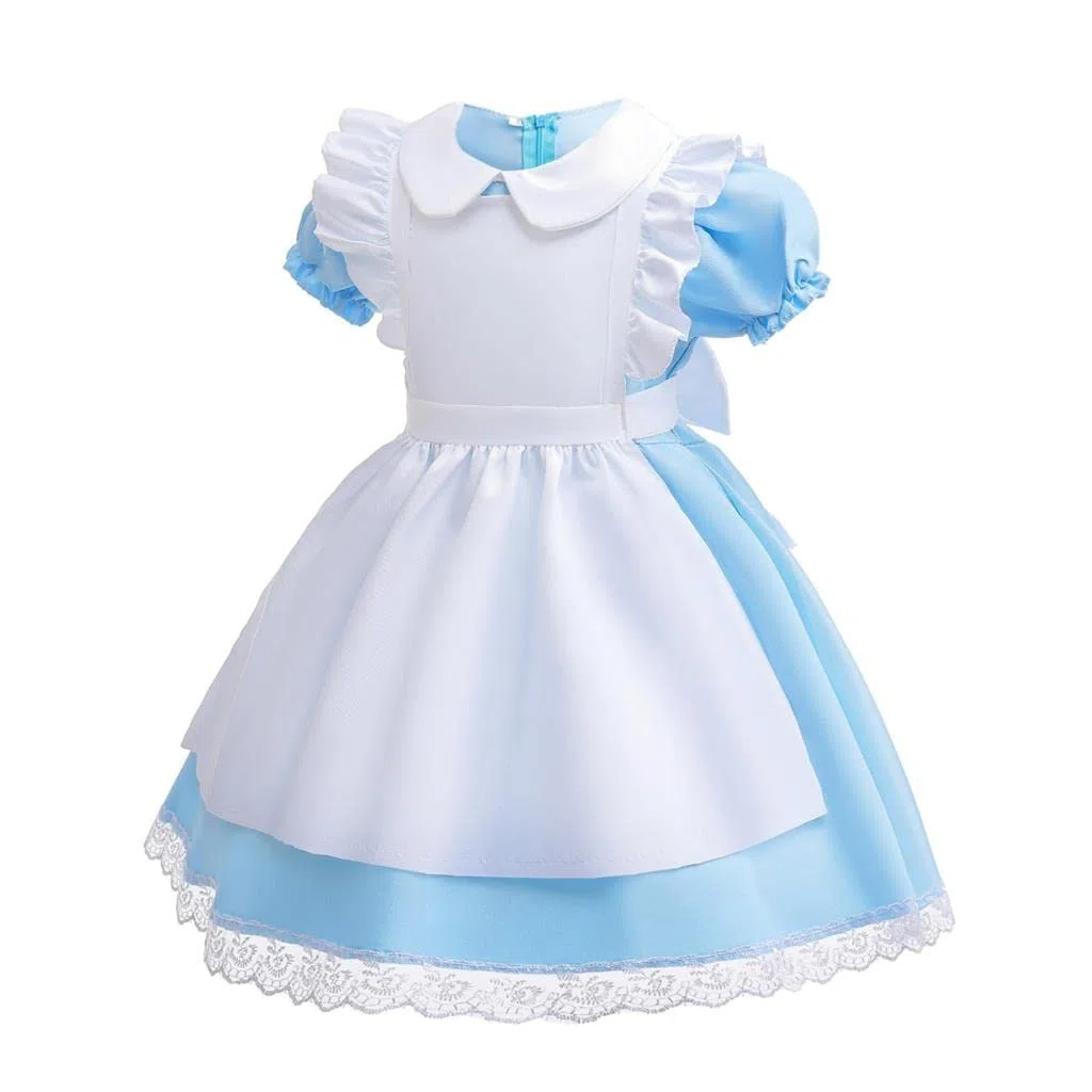 Lito Angels Vestito Costume Alice nel paese delle Meraviglie con Grembiule Bianco e Cerchio per Capelli per Bambina Taglia 2 a 14 anni, Blu