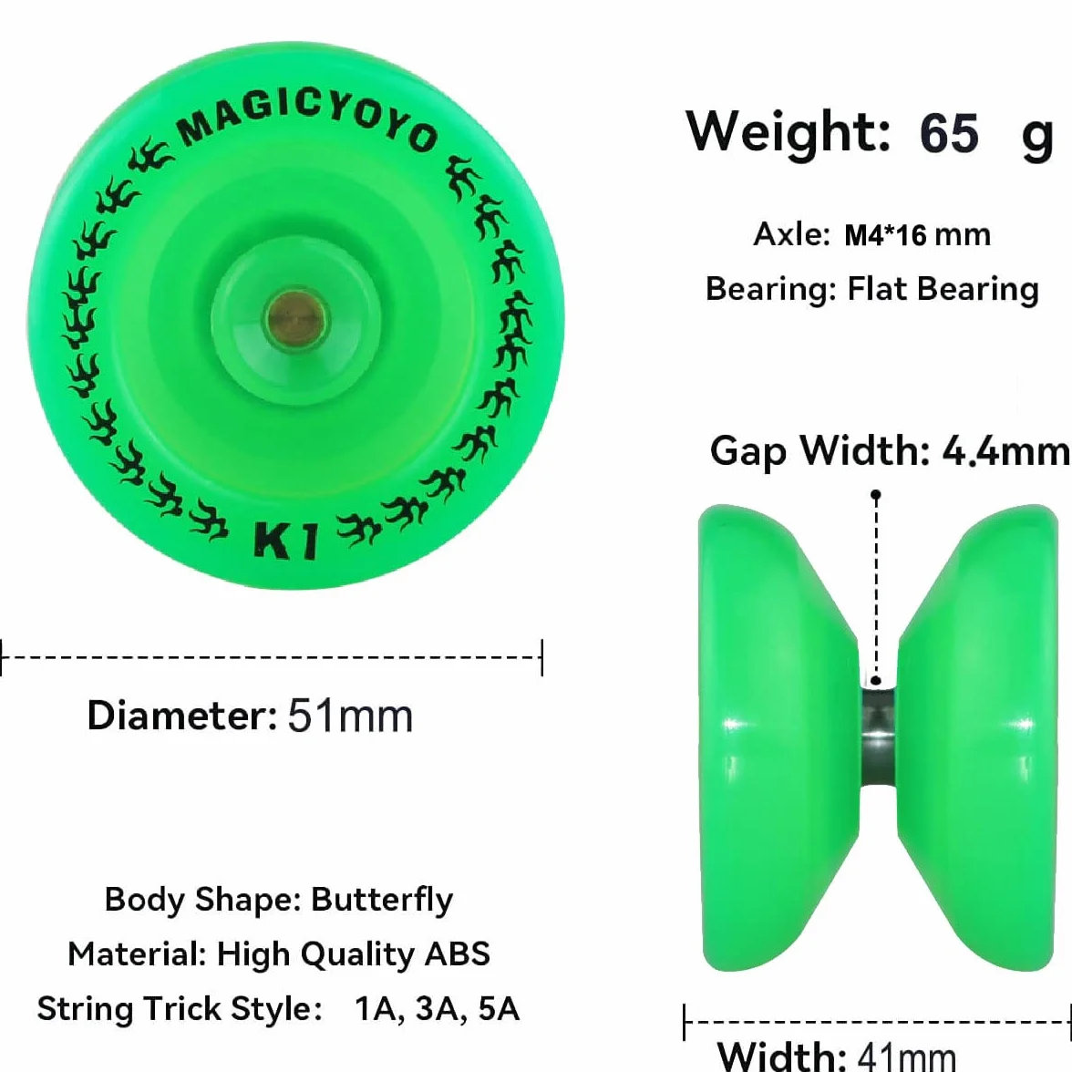MAGICYOYO Yoyo Ball - Giocattolo professionale reattivo per bambini e adulti, per principianti, Yo Yo che si illumina al buio, Magic Yoyo K1-Plus con guanto Yo-Yo + borsa + corde Yo-yo