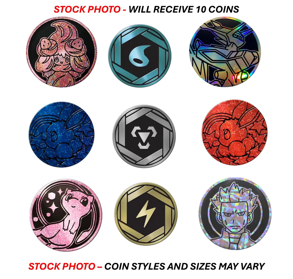 Pokémon - 10 monete da gioco assortite - Plastica metallica - Accessori da tavolo - Nessun duplicato