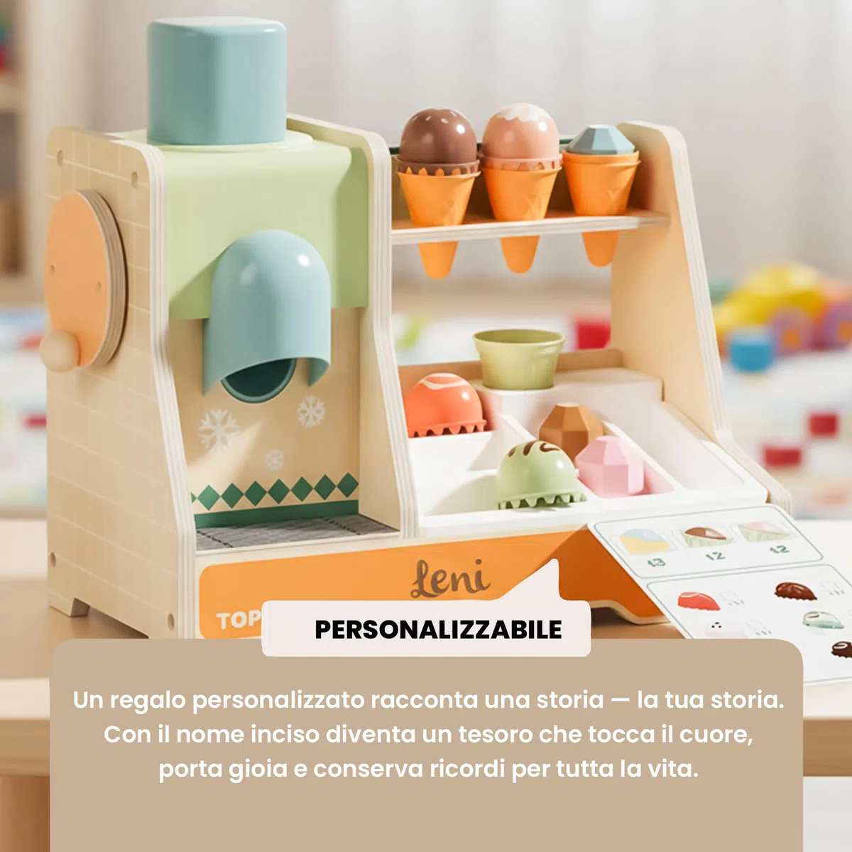 Personalizzabile Gelateria in legno “Negozio di Gelati” – Gioco del negozio & gioco di ruolo – per bambini dai 3 anni in su – personalizzato con nome – TOPBRIGHT