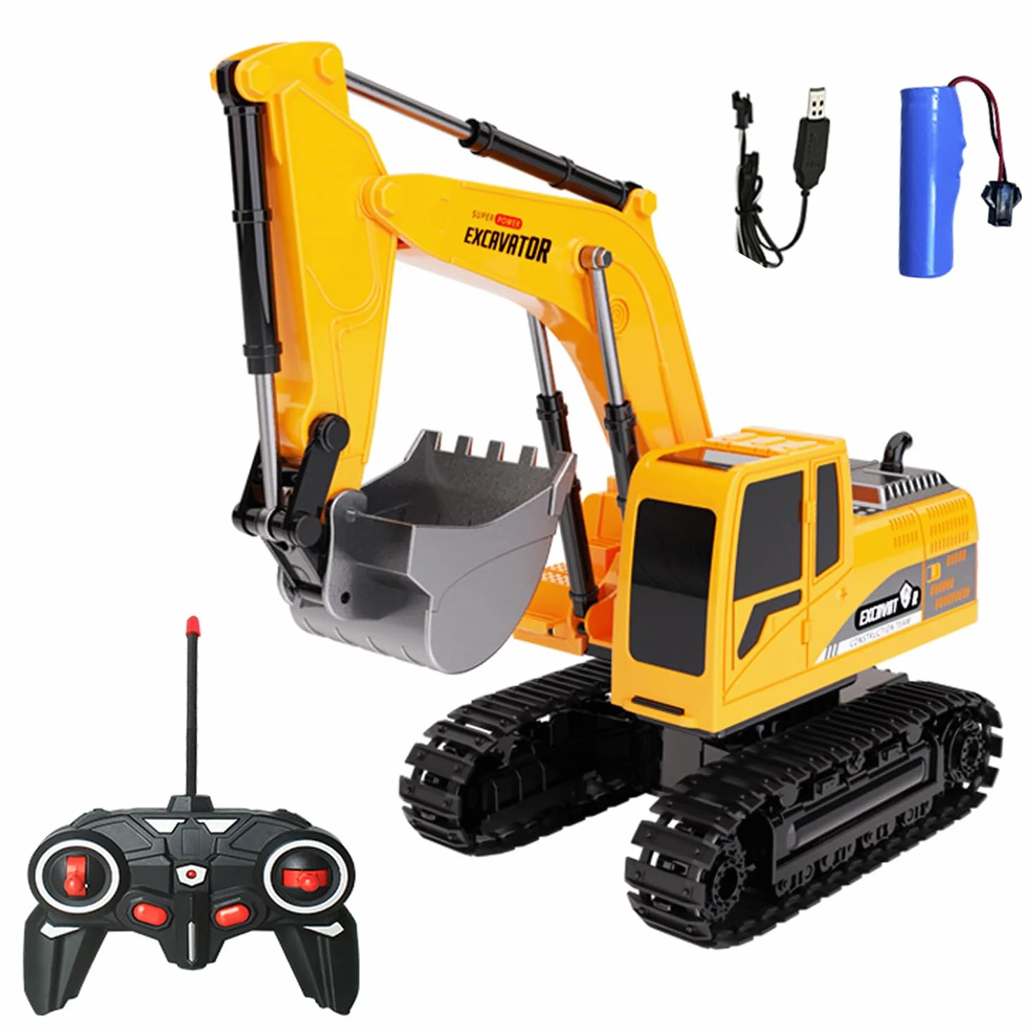 Escavatore telecomandato, scavatore giocattolo telecomandato, scavatore di sabbia ingegneria, giocattolo per veicoli da costruzione, escavatore RC giocattolo per bambini