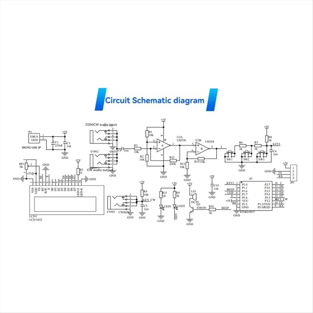 Decoder Morse Code CW Aggiornato Completato +Kit +Pulsante con Display Digitale LCD CW Trainer Morse Code Decoder Kit
