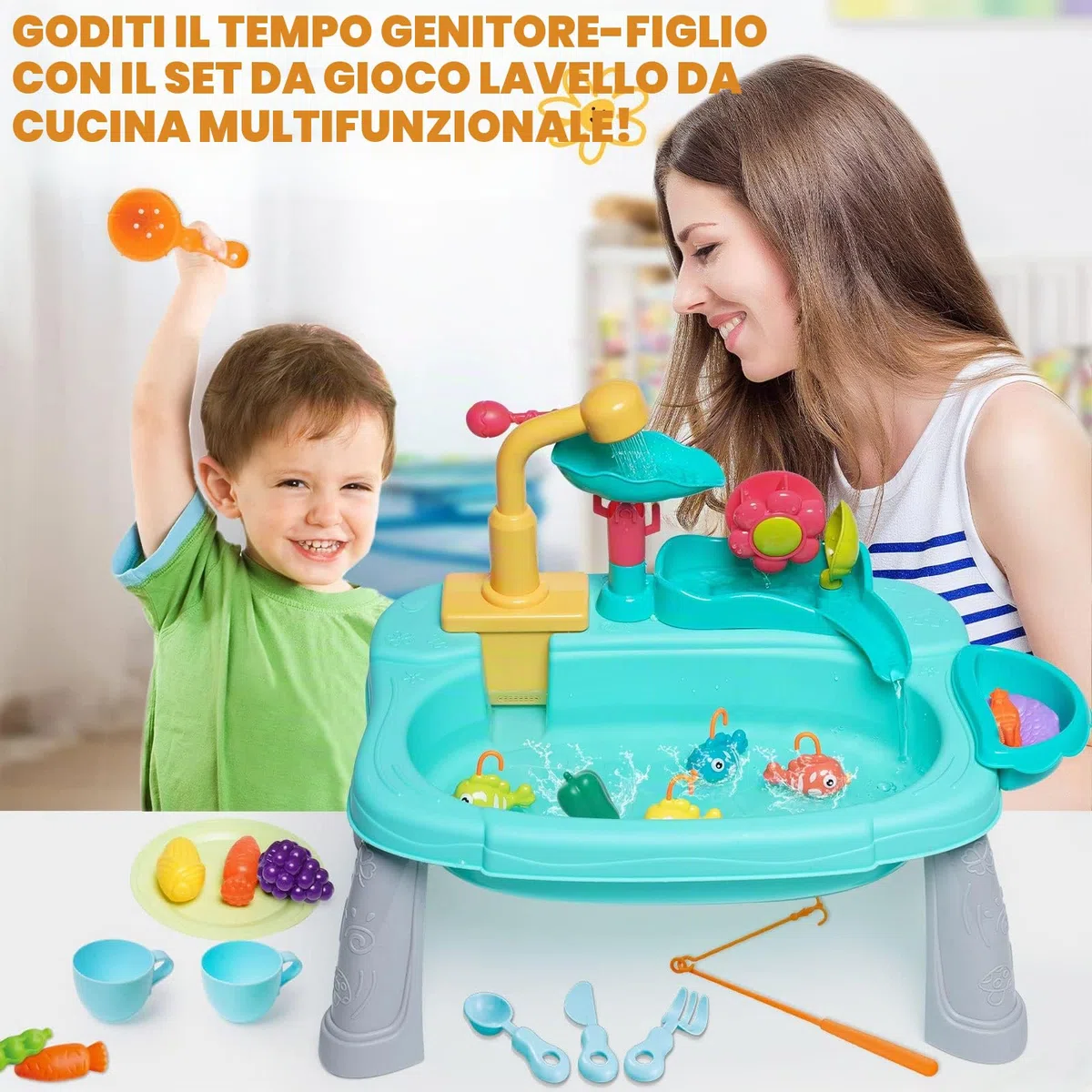 Ark miido Giocattolo per lavello da Cucina Giocattoli per lavello da Cucina, Sistema Automatico di Ciclo dell'Acqua, Giochi di finzione per Ragazze e Ragazzi