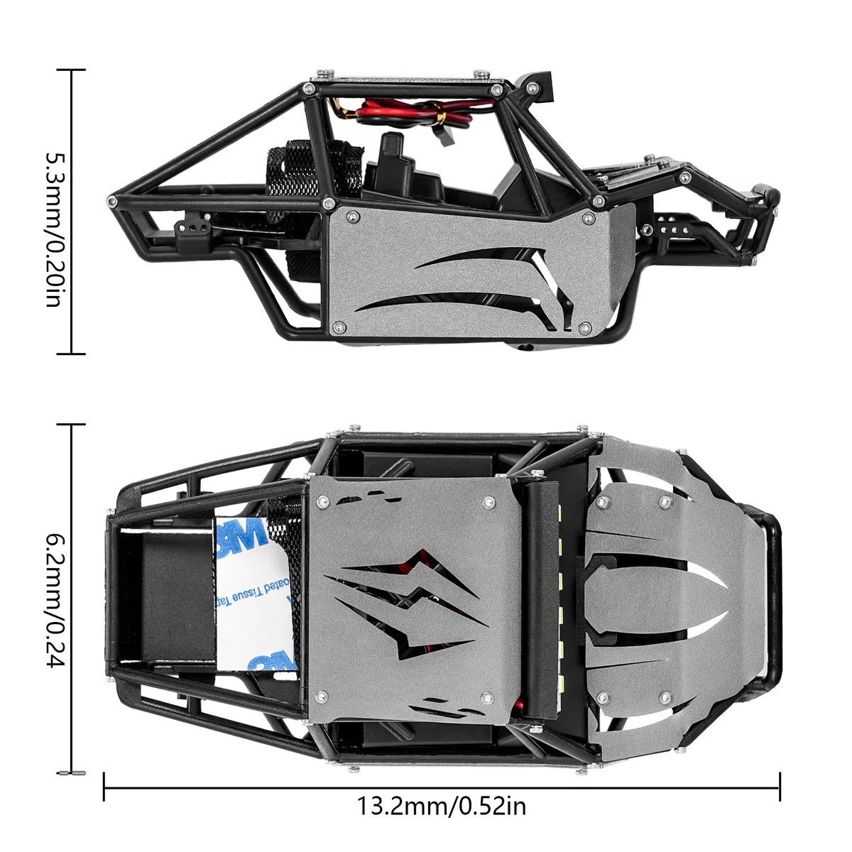 INJORA Nylon Rock Buggy Scocca Pannelli Alluminio Kit Telaio per 1/24 RC Crawler Car Axial SCX24 C10 JLU Bronco Base Camp Upgrade Parts，Grigio