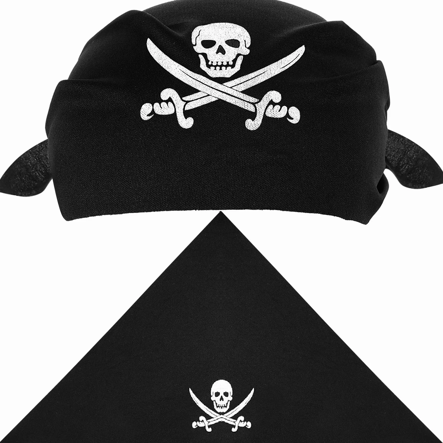 Blulu 12 bandana pirata nera capitano bandana per feste a tema Halloween e bambini (stile A)