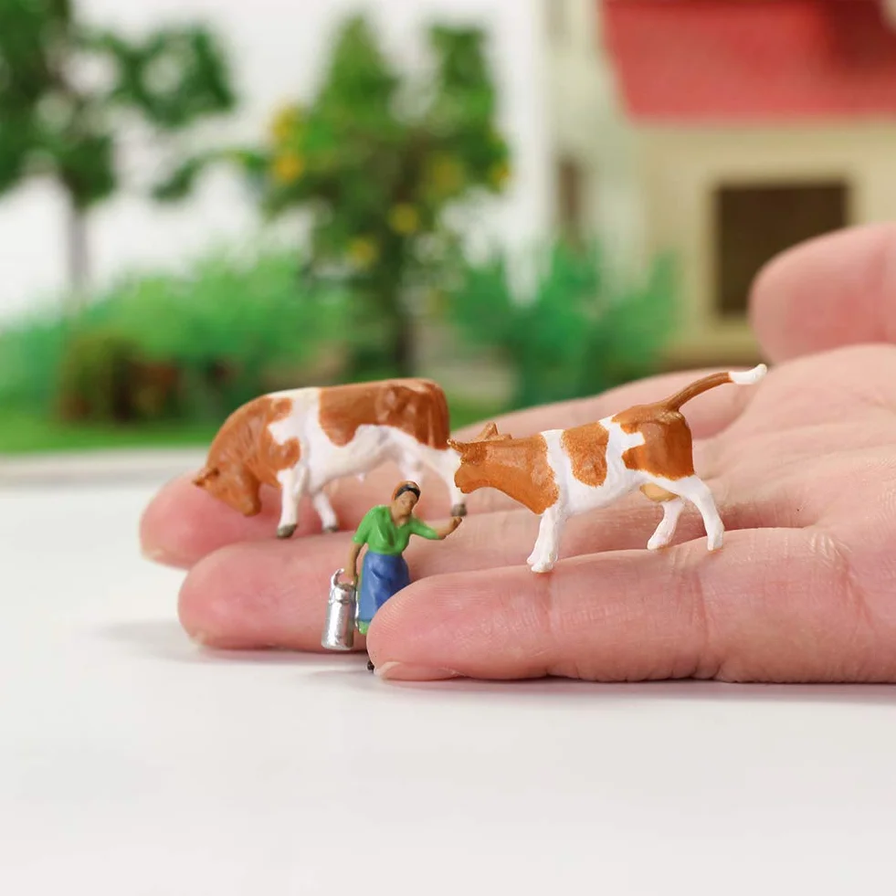 Evemodel 36Pz Dipinte Animali Fattoria Dipinte Verniciata Treno Modello Decorare 1:87 Scala Ho Verniciata