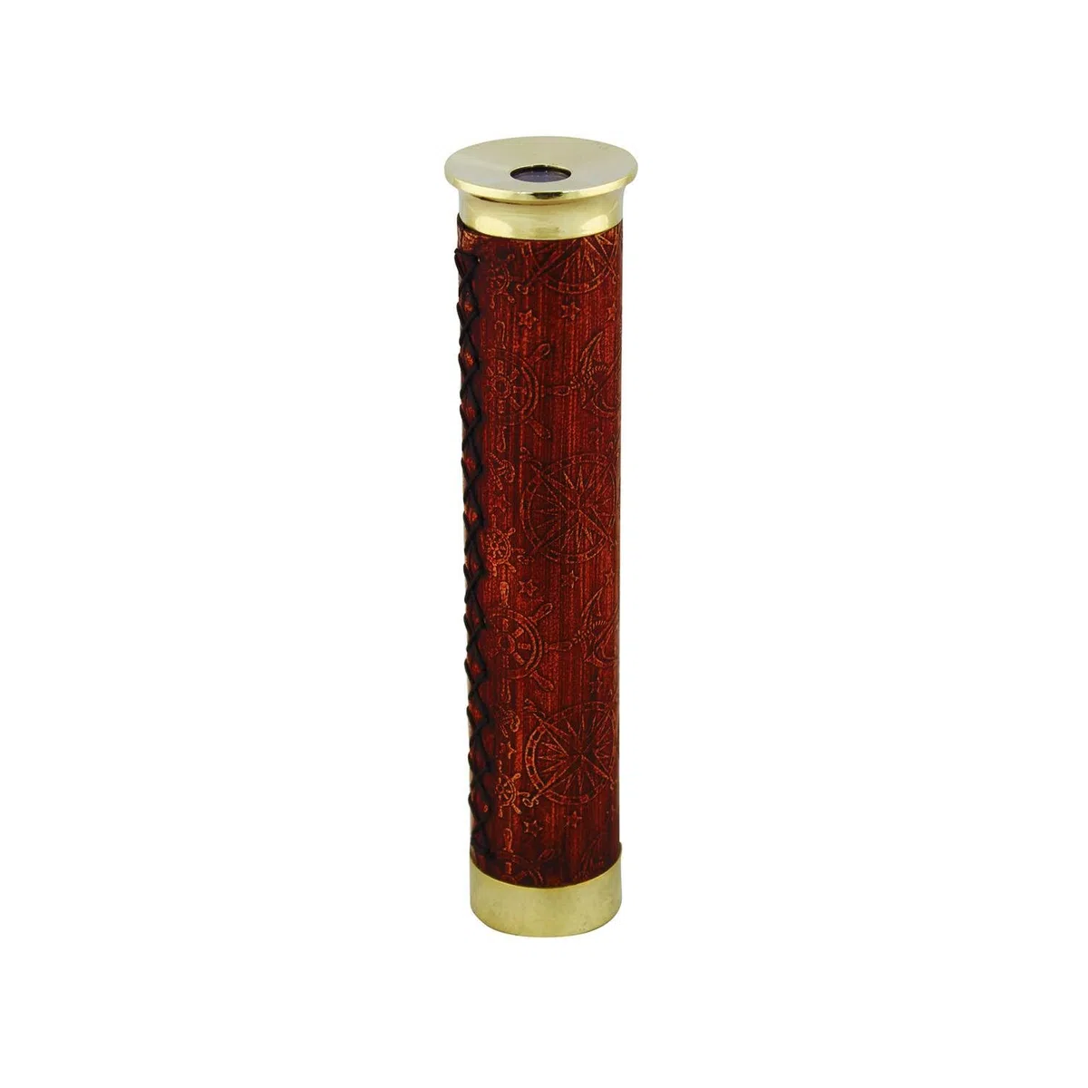 NKlaus Caleidoscopio in ottone e pelle, 17 x 3,5 x 4 cm, stile retrò, decorazione nautico, eleganza oceanica 16132