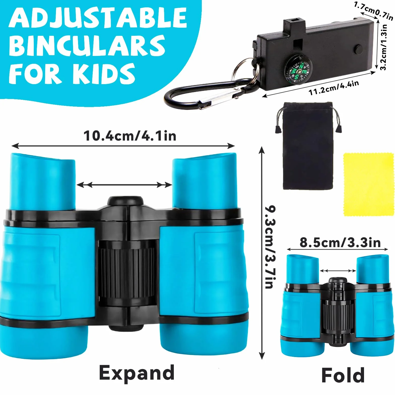 Binocolo Bambini,Compatto Binocolo,Forte ingrandimento 8X21,Set Esploratore Completo con Lente d'Ingrandimento e Bussola,Giochi per bambino e bambina di 3-12 anni,giocattolo per esterni