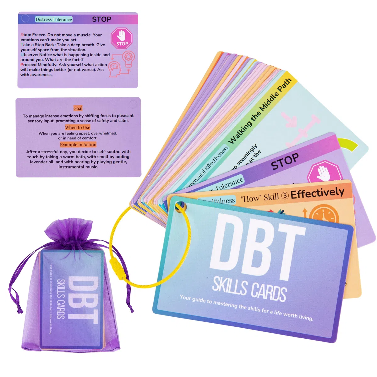 DBT Skills Coaching Cards con esempi e obiettivi guidati - 25 flashcard per regolazione emotiva, sollievo dallo stress e strumenti di coping - per adolescenti e adulti