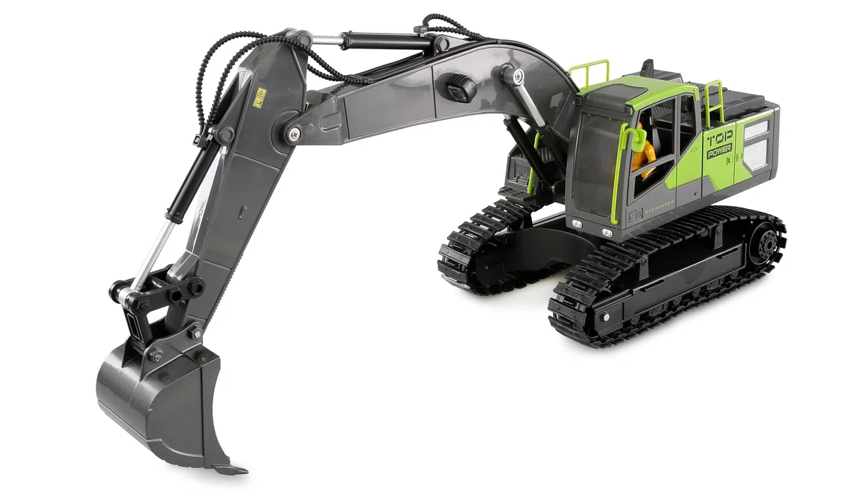 Amewi G071E Escavatore a catena 1:18 RTR telecomandato RC Escavatore bambini 8 anni, verde antracite