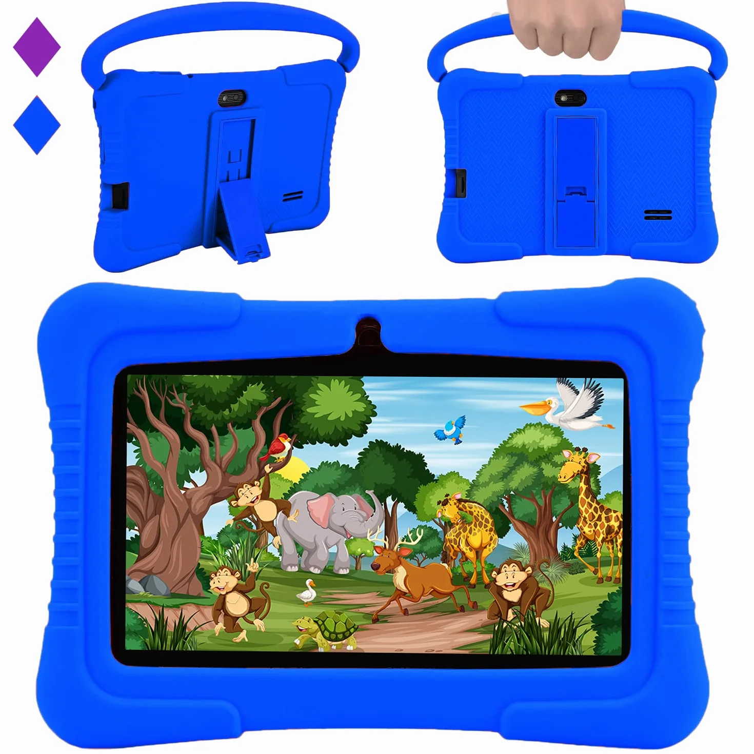Veidoo Tablet per Bambini, 7 Pollici, Android Tablet PC 2GB RAM / 32GB ROM, Schermo Tattile HD IPS 1024 * 600, Controllo Parentale, WiFi, Type-C, Doppia Fotocamera Tablet Educativo (Blu Scuro)