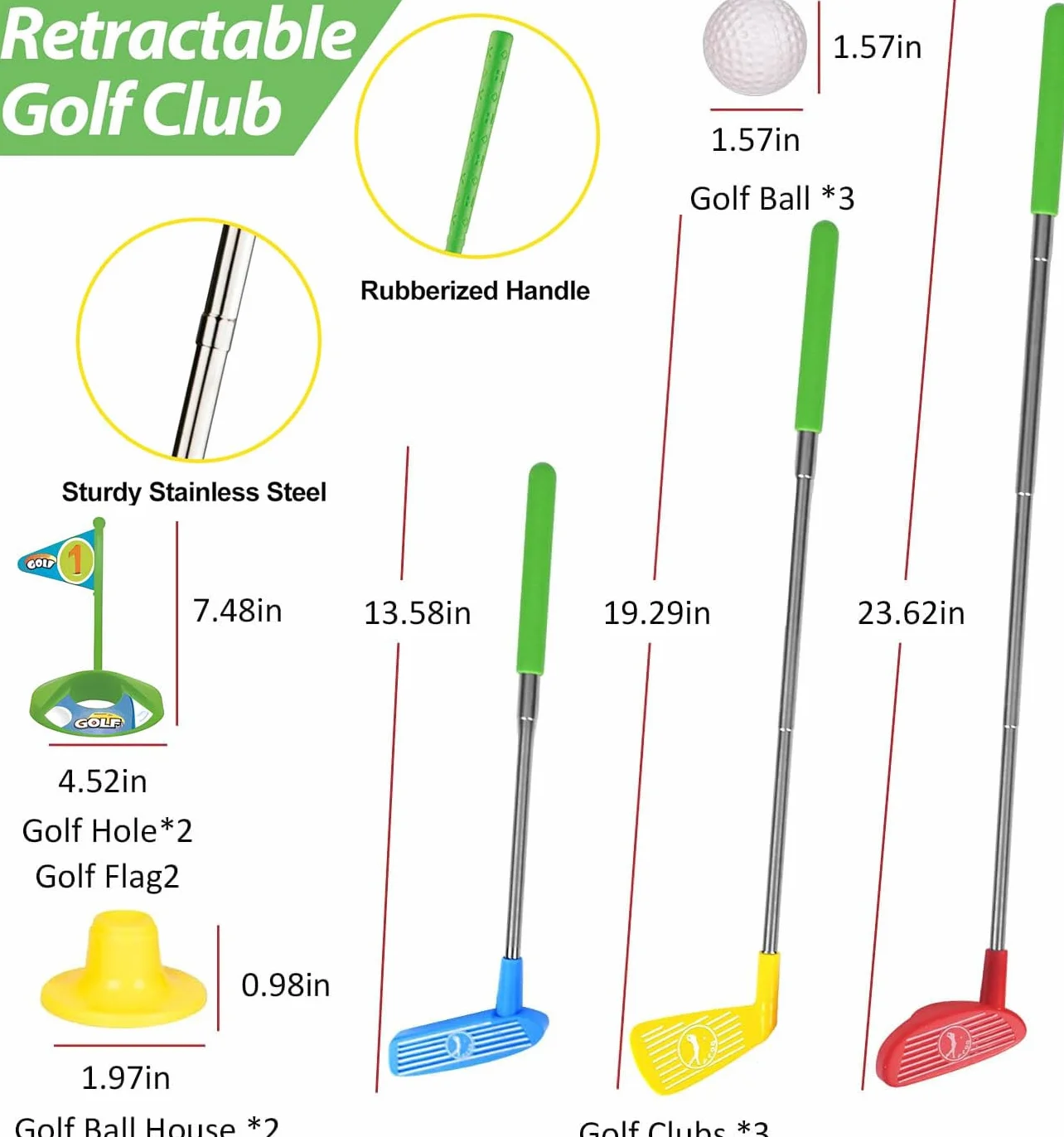 Bambini Mini Golf Club Set, Retractable Bambino Golf Set con Mettere Mat, Indoor e Outdoor Sport Golf Giocattoli per Ragazzi Ragazze