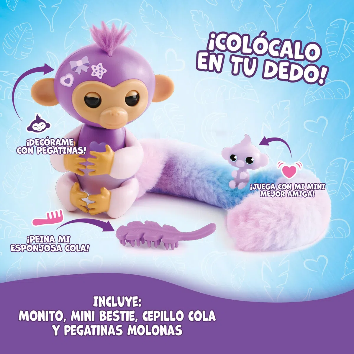 Bizak Fingerlings Code Sorpresa Scimmia, pettina la sua coda lunghissima, nasconde una Sorpresa, Scimmia interattiva con oltre 70 Suoni e reazioni, +5 anni (61853243-1)