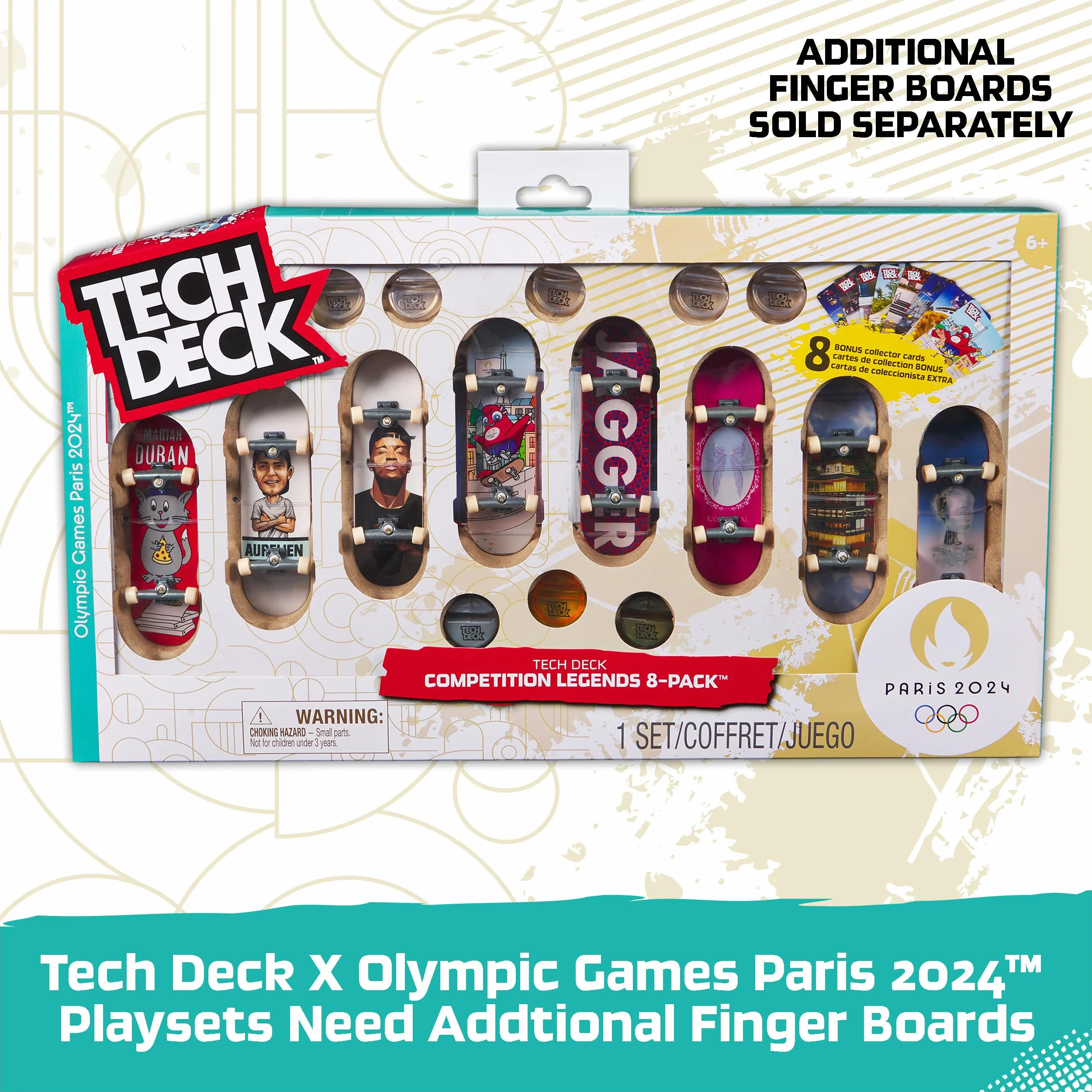 Tech Deck - Finger Skate - Park X-Connect Aurélien Giraud - Prodotto ufficiale con licenza Giochi Olimpici Parigi 2024 - Skatepark modulabile - Mini Skate Dito - Giocattolo per bambini - Gioco per