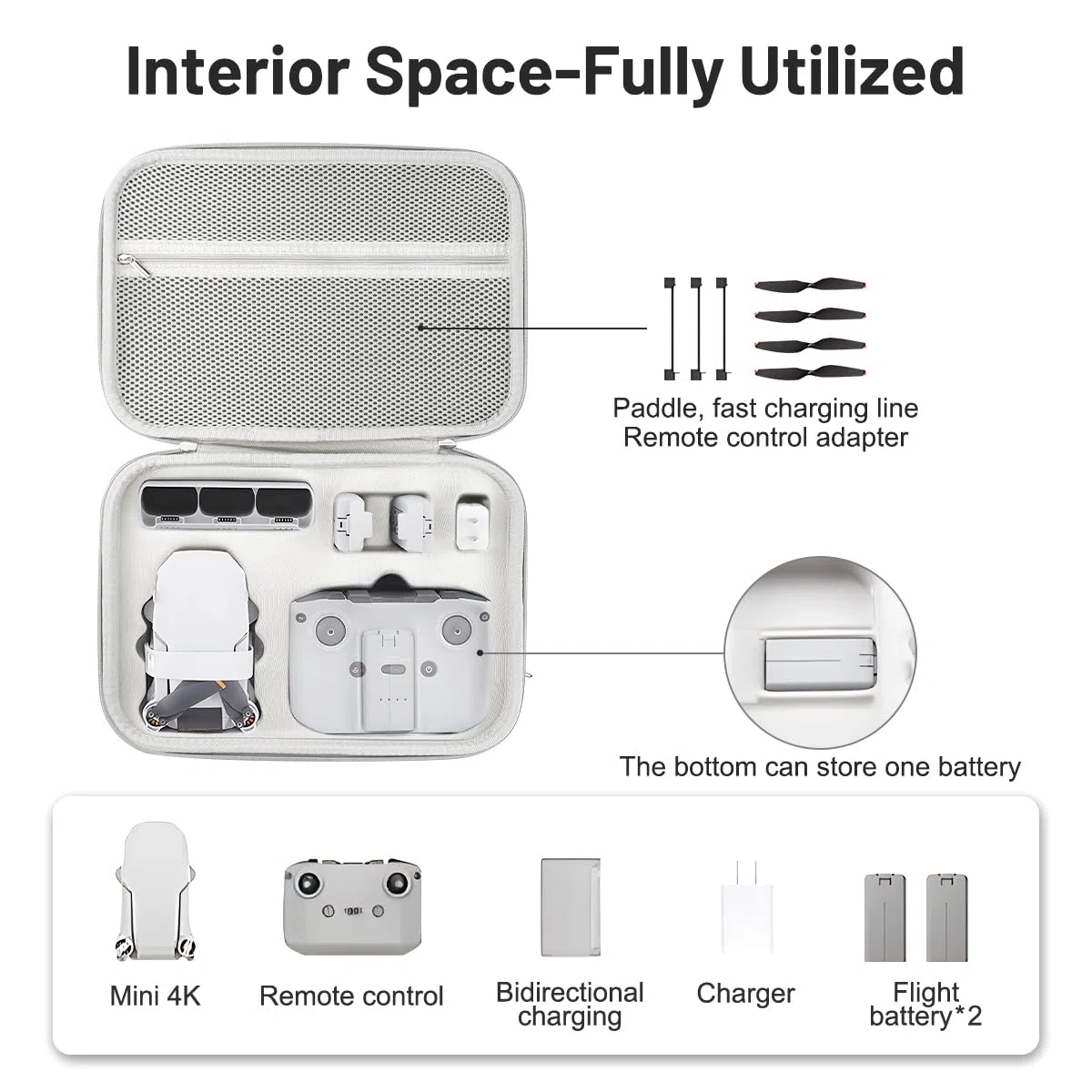 Drone Custodia per DJI Mini 4k, Borsa per DJI Mini 2, Mini2 SE Viaggio Portatile, Borsa Telecomando e Accessori per Batterie, per Drone Proteggere