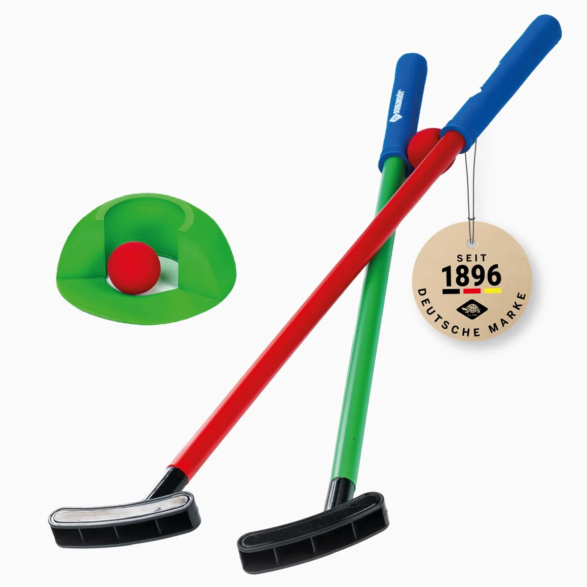 Schildkröt Set da mini golf per bambini - set completo con 2 mazze, 2 palline di gommapiuma e bersaglio - gioco da golf per interni ed esterni