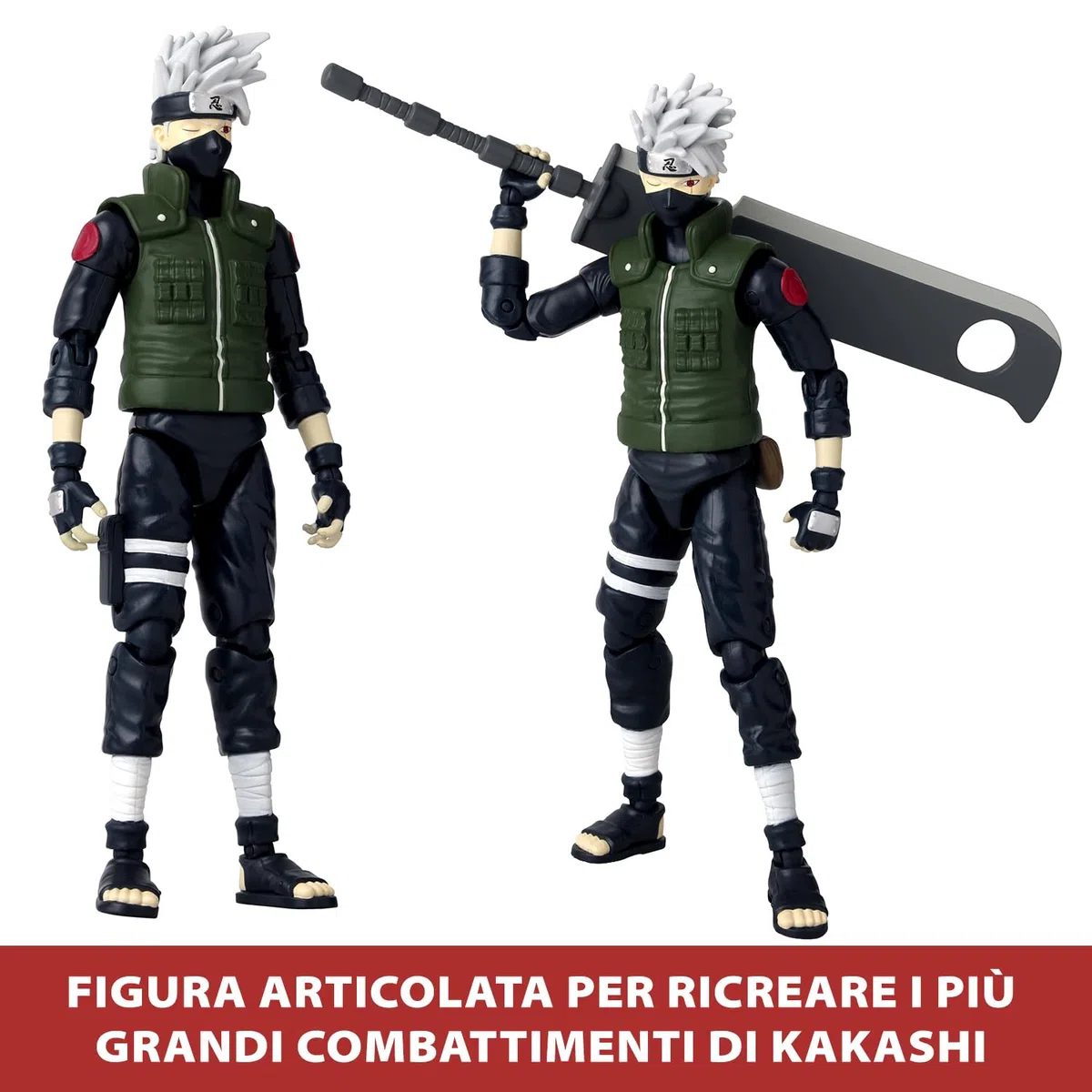 BANDAI - Anime Heroes - Naruto Shippuden - Figurina Manga Anime heroes 17 cm - Kakashi Hatake (Quarta Grande Guerra Ninja) - Figurina Kakashi articolata - Giocattolo per bambini 4 anni e + - 36963