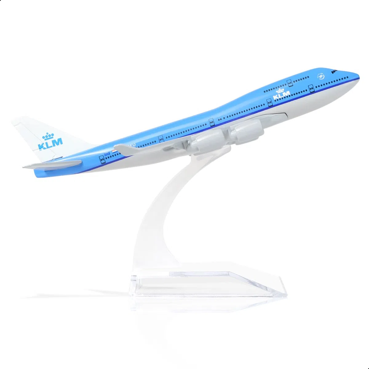 Boeing 747 KLM Airlines 1/400 Modello di Aeroplano in Metallo Pressofuso con Supporto Airlines Display in Lega Kit Modello da Collezione per Regalo per Appassionati di Aviazione,15*14.5*6 cm