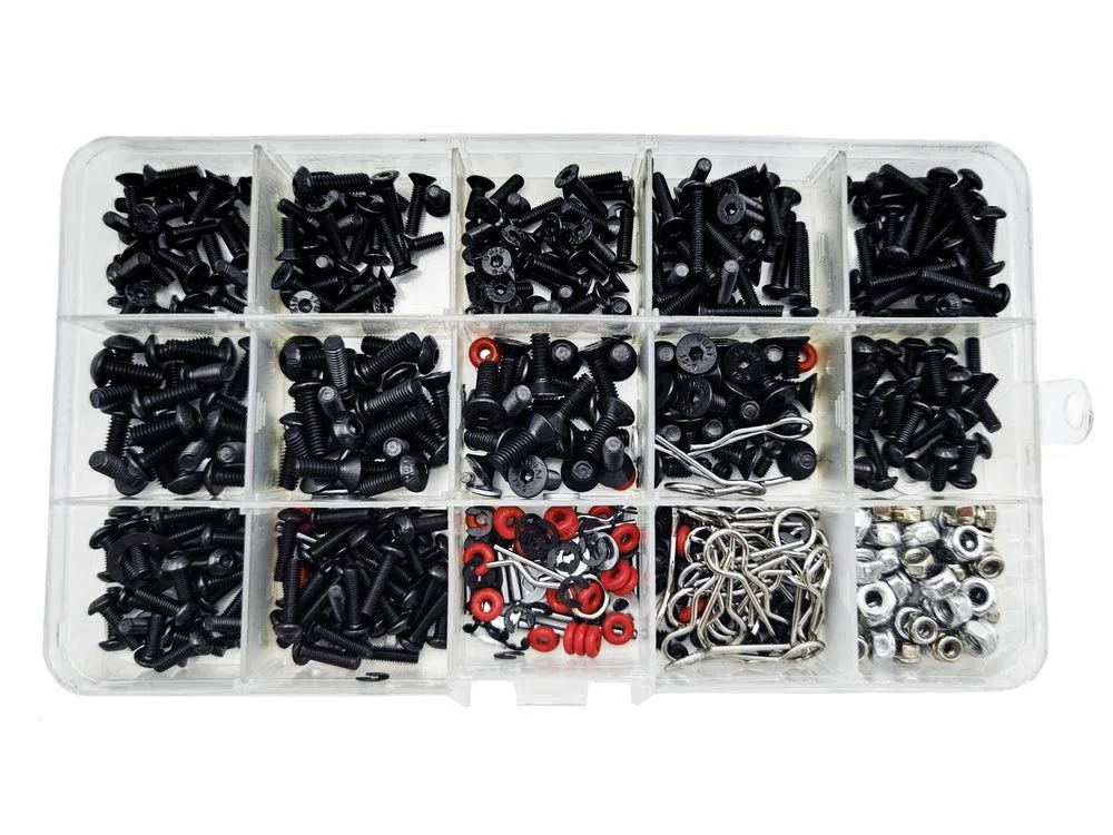 500pcs Kit Viti per Auto RC M3 / M4 / E Fibbia/Fibbia a Conchiglia/Dadi/Viti esagonali/Tappi Kit di Strumenti di Riparazione RC per HSP/Wltoys/Traxxa Scale RC Auto