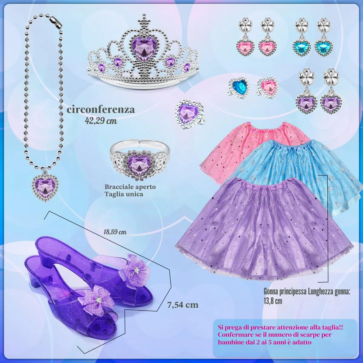 Principessa Vestire Abiti Ragazza - Costume Bambini con Robbe, Scarpe, Gioielleria, Giocattoli per Ragazze Età 3,4,5,6 anni, Scarpe Bambini Gioco di Ruolo Idea Regalo per Compleanno Natale