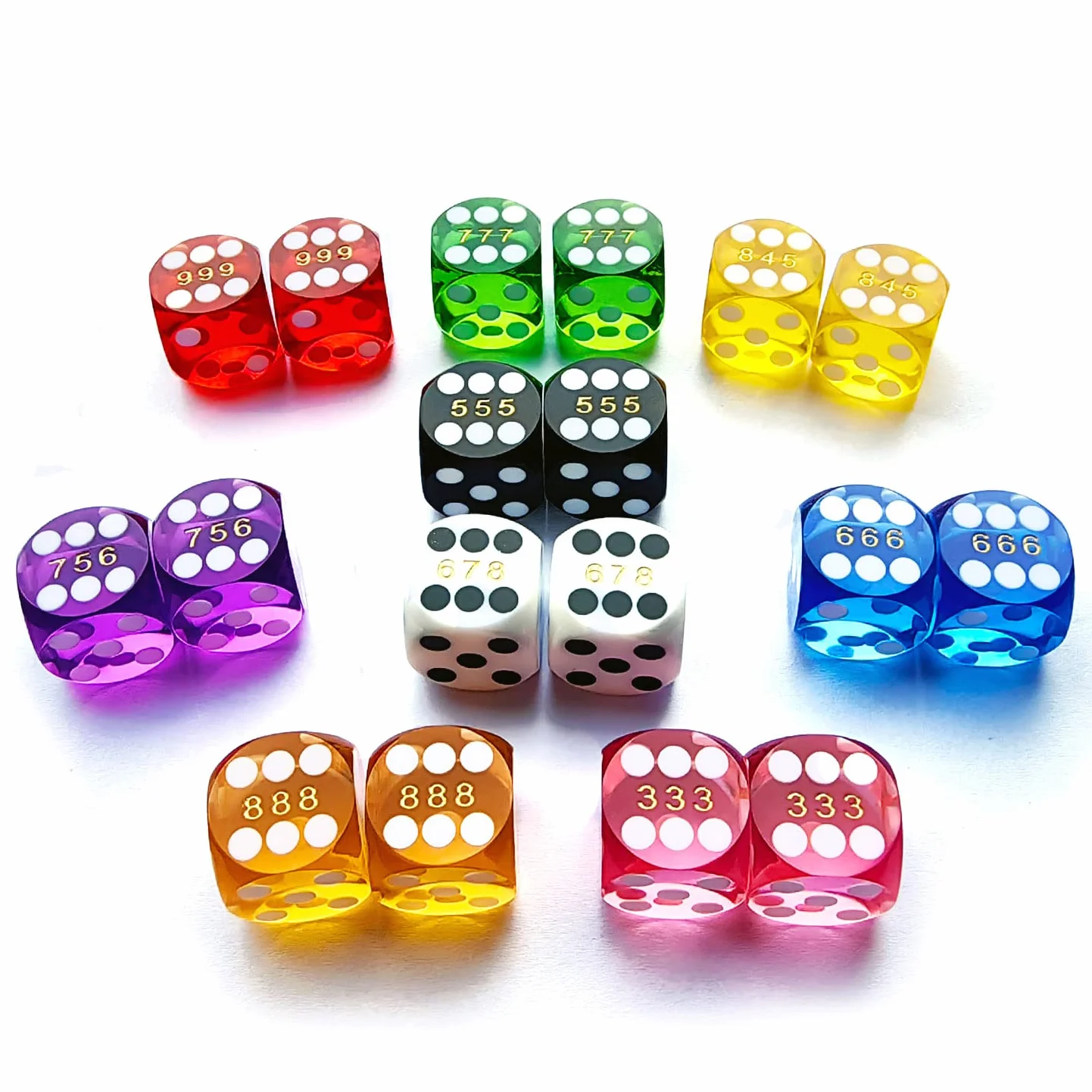 Bescon Professional Precision Dice Round Corner 9/16" (14.3mm) with Random Serial Number, Precision Cut Dice 14.3MM Solid Black, 2pcs Set