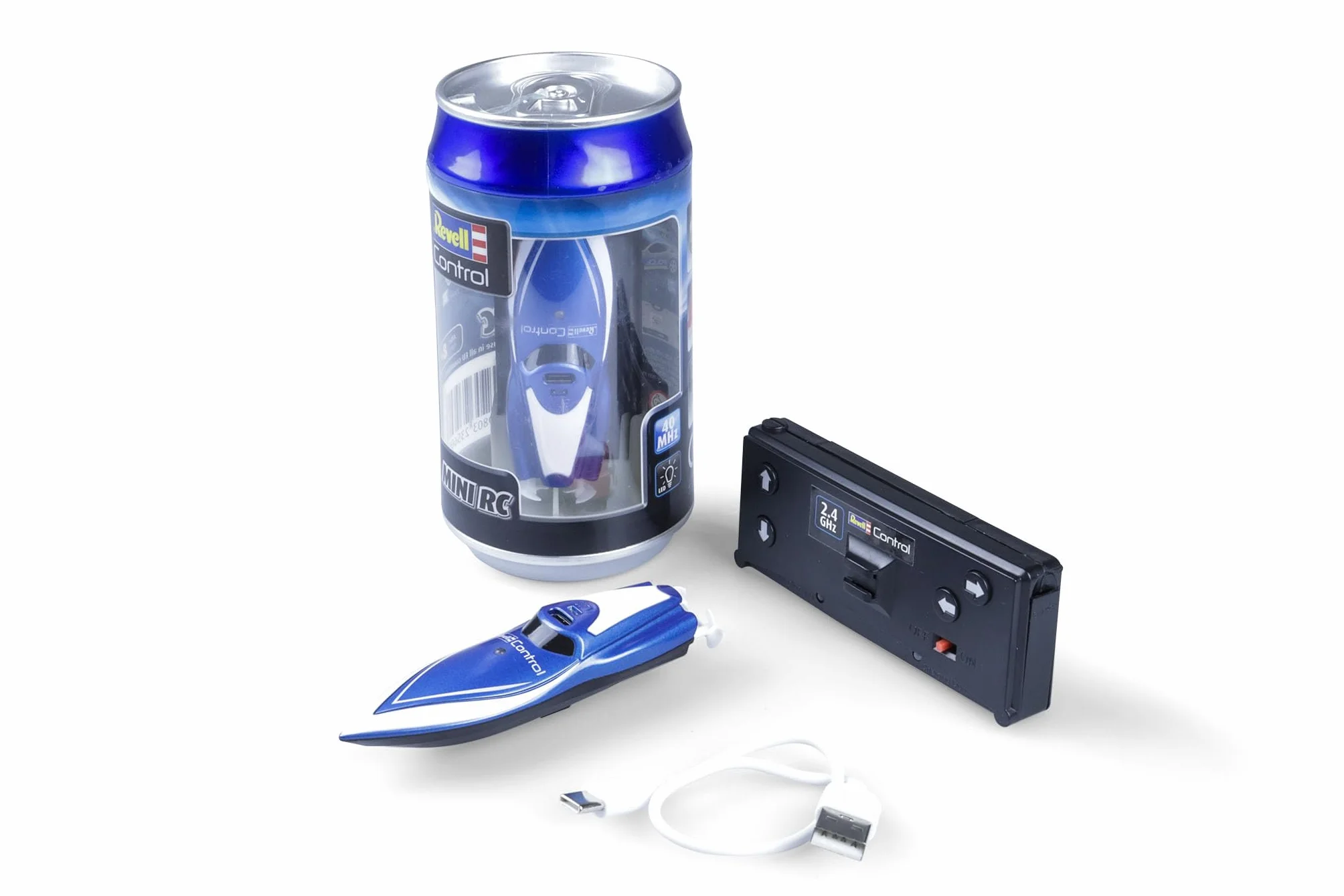 Revell Control 23570 Mini RC Speedboat blu con controllo preciso a 2,4 GHz, lunghezza 7,5 cm