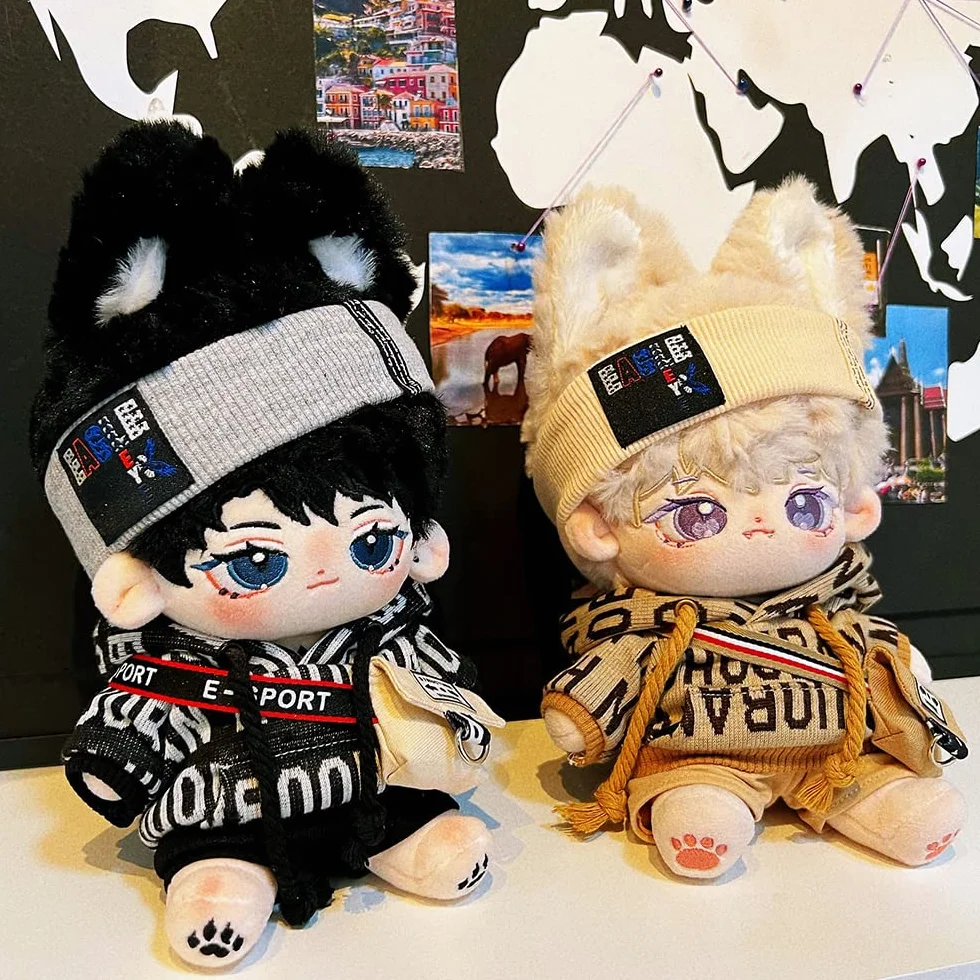 niannyyhouse 20 cm Peluche Vestiti per Bambole Allentati Hip-Hop Tuta Copricapo Pantaloni con Cappuccio Zaino Occhiali Scarpe 20,3 cm Accessori per Bambole (Nero, 20 cm)