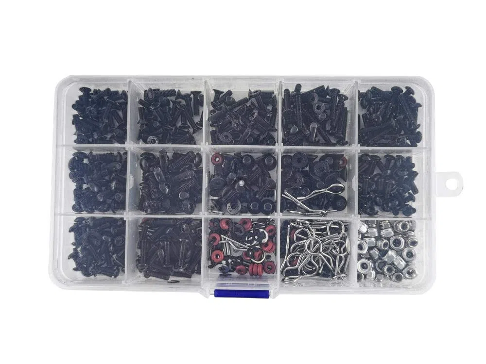 500pcs Kit Viti per Auto RC M3 / M4 / E Fibbia/Fibbia a Conchiglia/Dadi/Viti esagonali/Tappi Kit di Strumenti di Riparazione RC per HSP/Wltoys/Traxxa Scale RC Auto