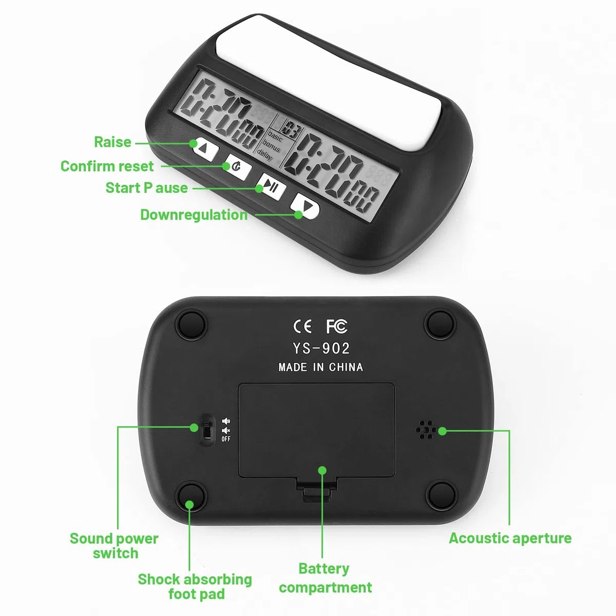 Mkitnvy Orologio da Scacchi, Timer Digitale per Scacchi e Timer da Gioco, con Funzione di Sveglia, Mini Display Digitale Multifunzione da Viaggio