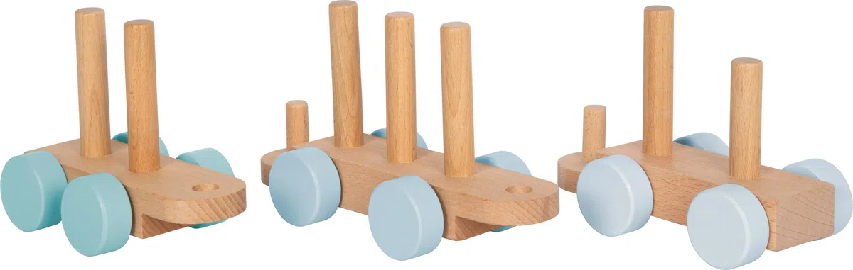 Small Foot Trenino Blu in Legno, con 14 Elementi da combinare, per Bambini dai 12 Mesi, 12695