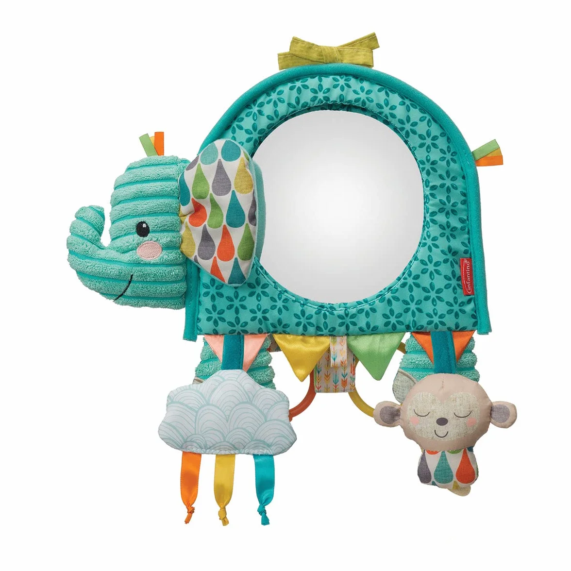 Infantino - Specchio Attività Go Gaga Elephant - Seggiolino Auto - Passeggino - Giochi Neonato per lo Sviluppo Sensoriale - Multistrato - Elefante - Multicolore - Regalo per Neonati dai 0 mesi
