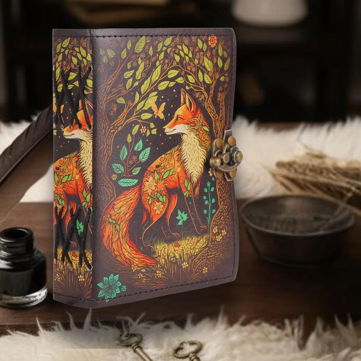 Volpe stampa UV albero della vita vintage copertina in pelle diario per uomini e donne scrittura taccuino da viaggio diario artista disegno album vecchia carta carta a righe