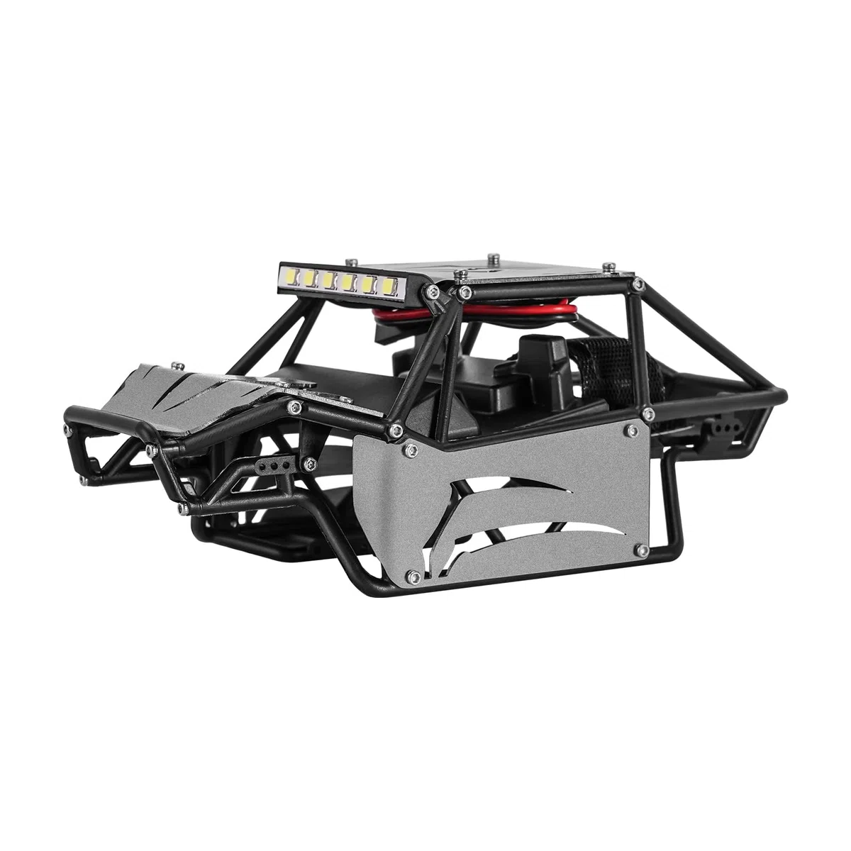 INJORA Nylon Rock Buggy Scocca Pannelli Alluminio Kit Telaio per 1/24 RC Crawler Car Axial SCX24 C10 JLU Bronco Base Camp Upgrade Parts，Grigio