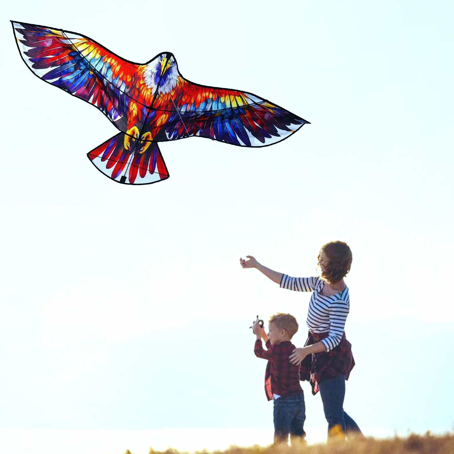 Touch the sky Aquilone Aquila Colorato per Bambini e Adulti, Facile da Volare, Design Della Struttura Unico, Eccellenti Giochi All'aperto e Giocattoli di Attività, Adatto ai Principianti.