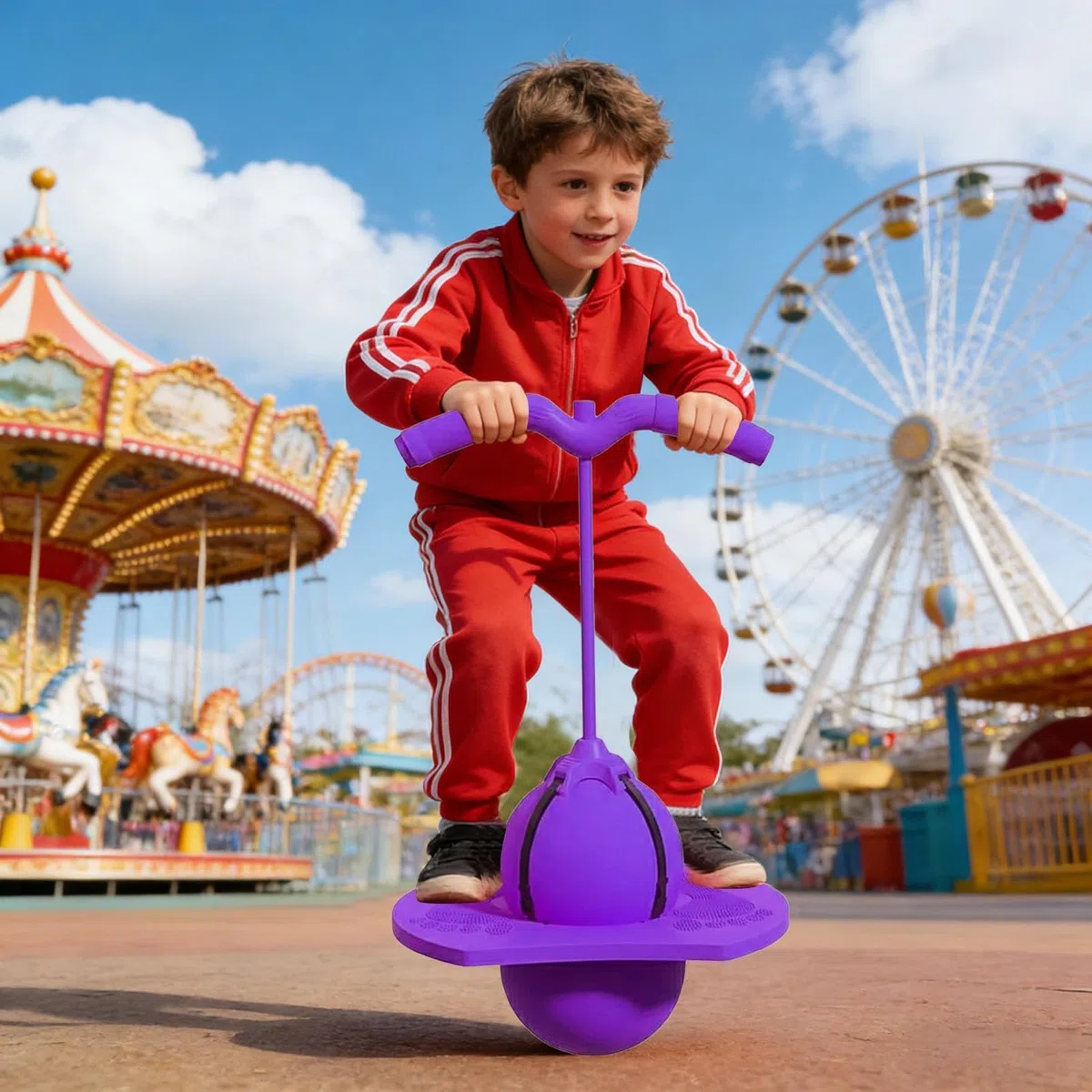 Generico Pallone Per Saltare Con Manico, Palla Per Saltare Antiscivolo, Altezza Regolabile Palla Rimbalzante, Giocattolo Rimbalzante Per Bambini Ragazzi Adulti Allenamento Equilibrio Esterno Interno